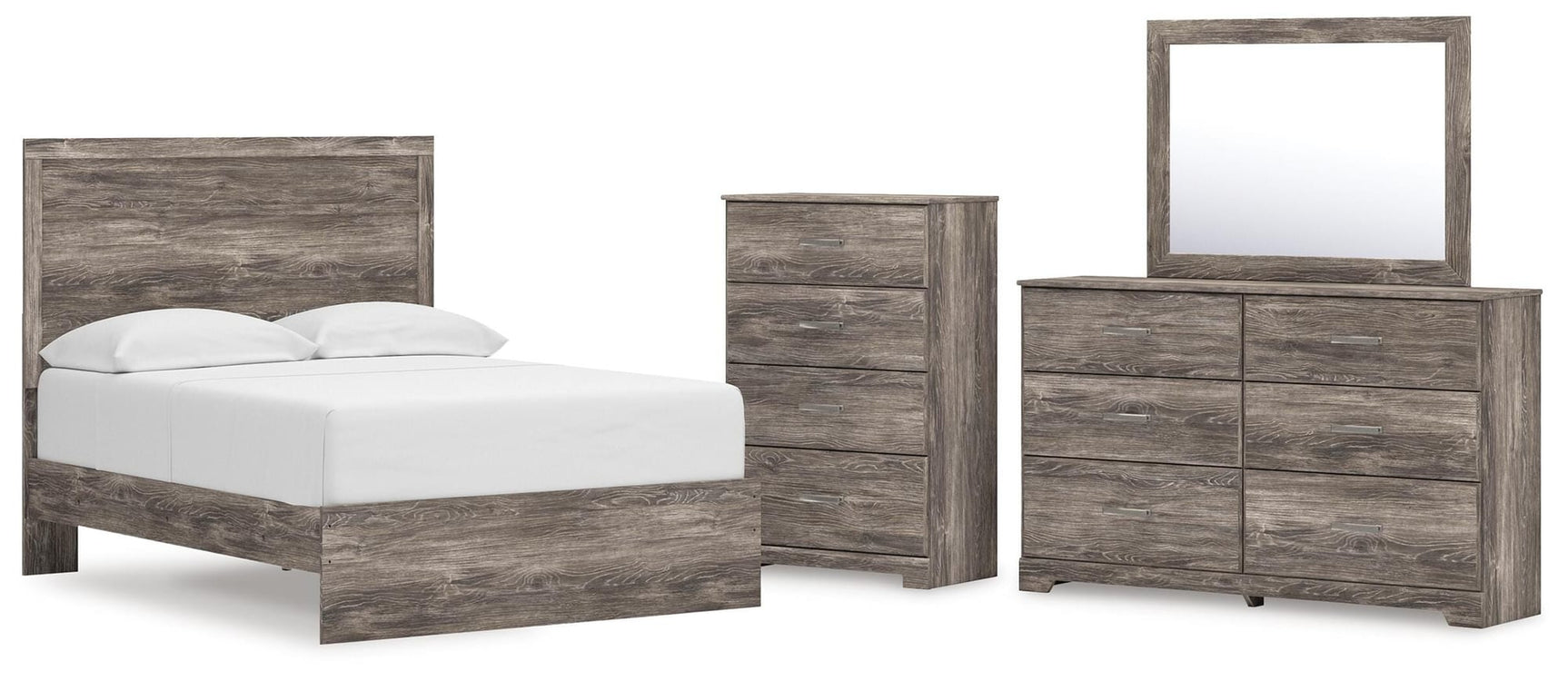 Ralinksi Gray Panel Bedroom Set Full 4: Bed, Dresser, Mirror, Chest from Decor Furniture