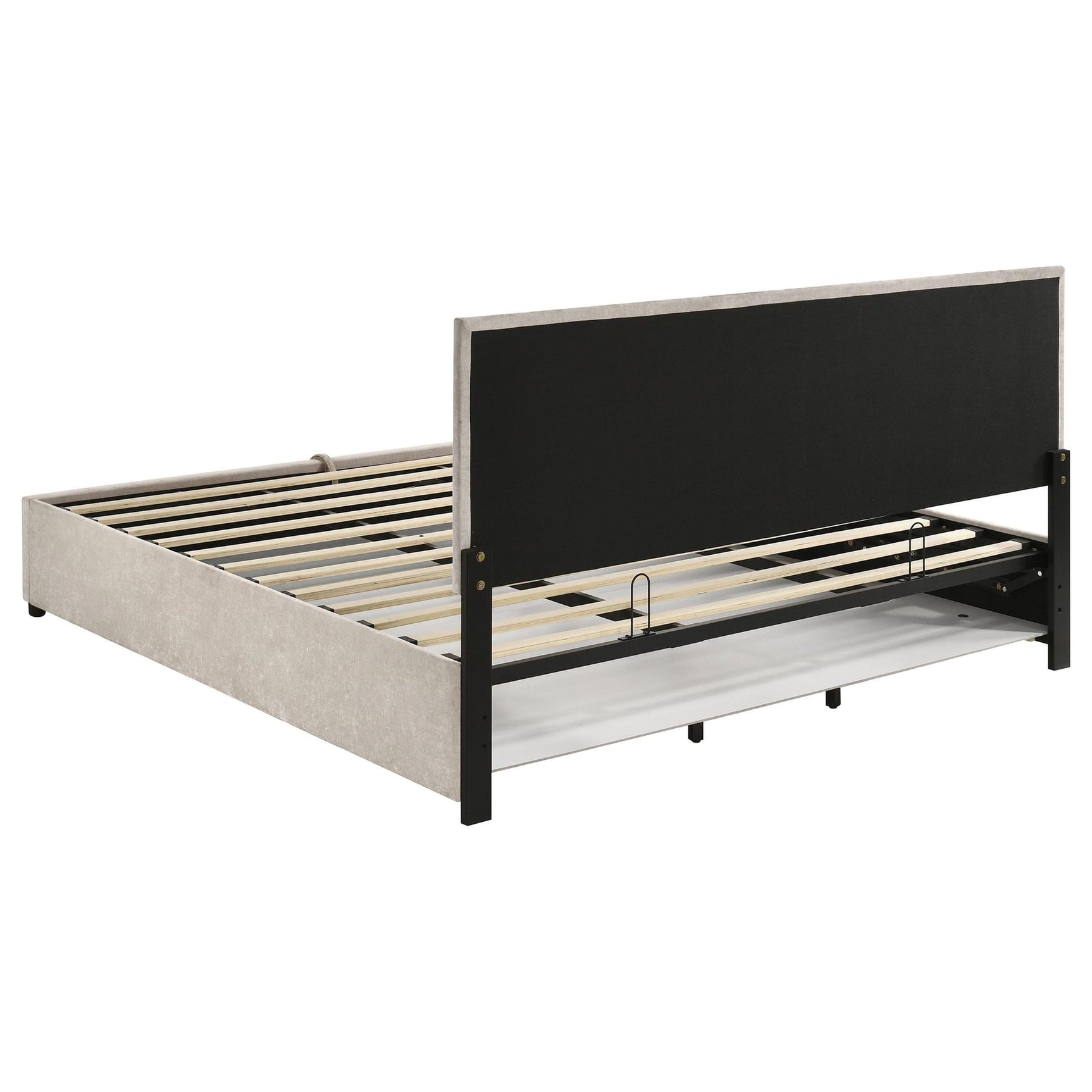 Reeves Upholstered Eastern King Lift-Top Storage Platform Bed Beige view 6