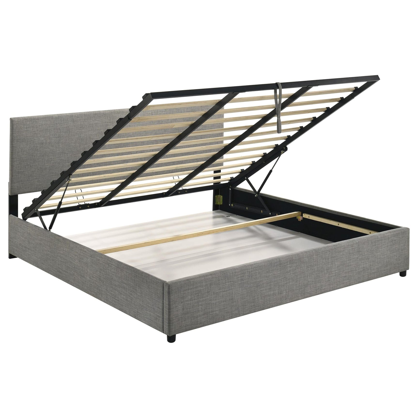 Reeves Upholstered Eastern King Lift-Top Storage Platform Bed Grey from Decor Furniture