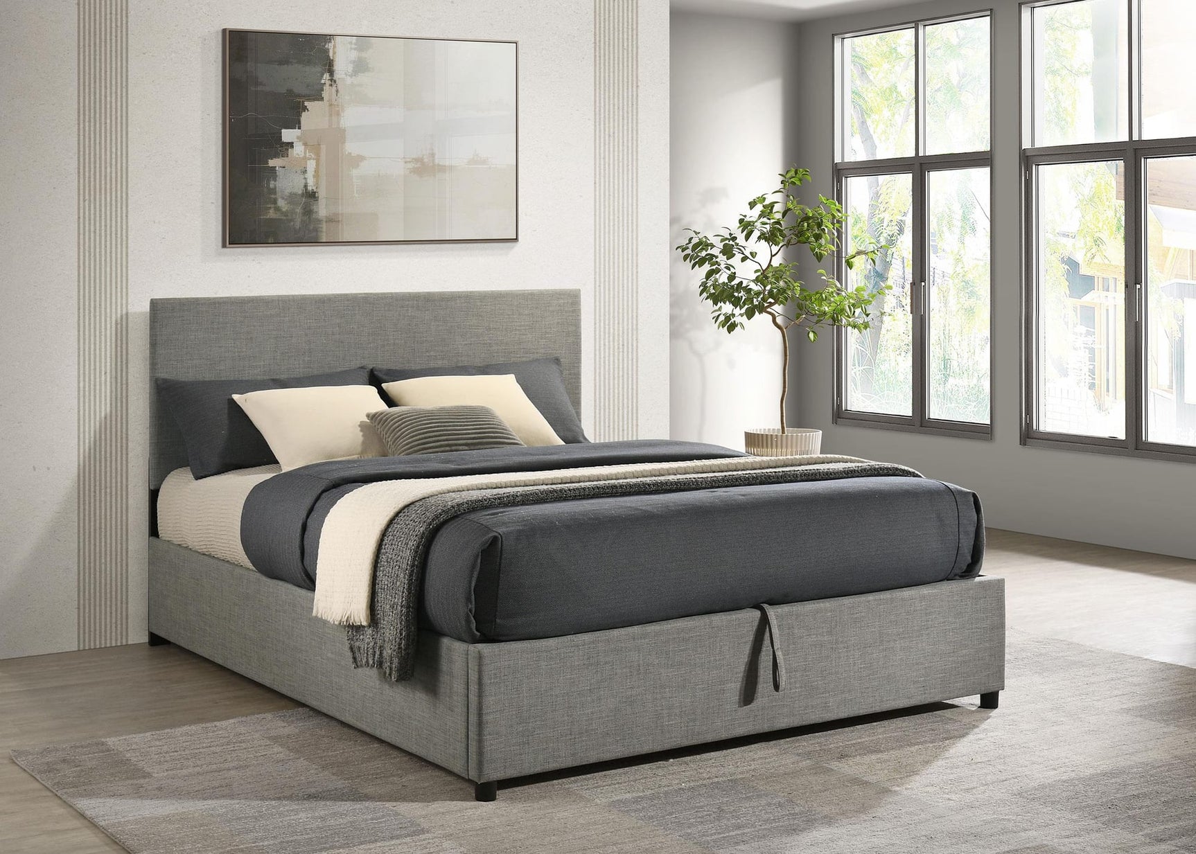 Reeves Upholstered Full Lift-Top Storage Platform Bed Grey view 2