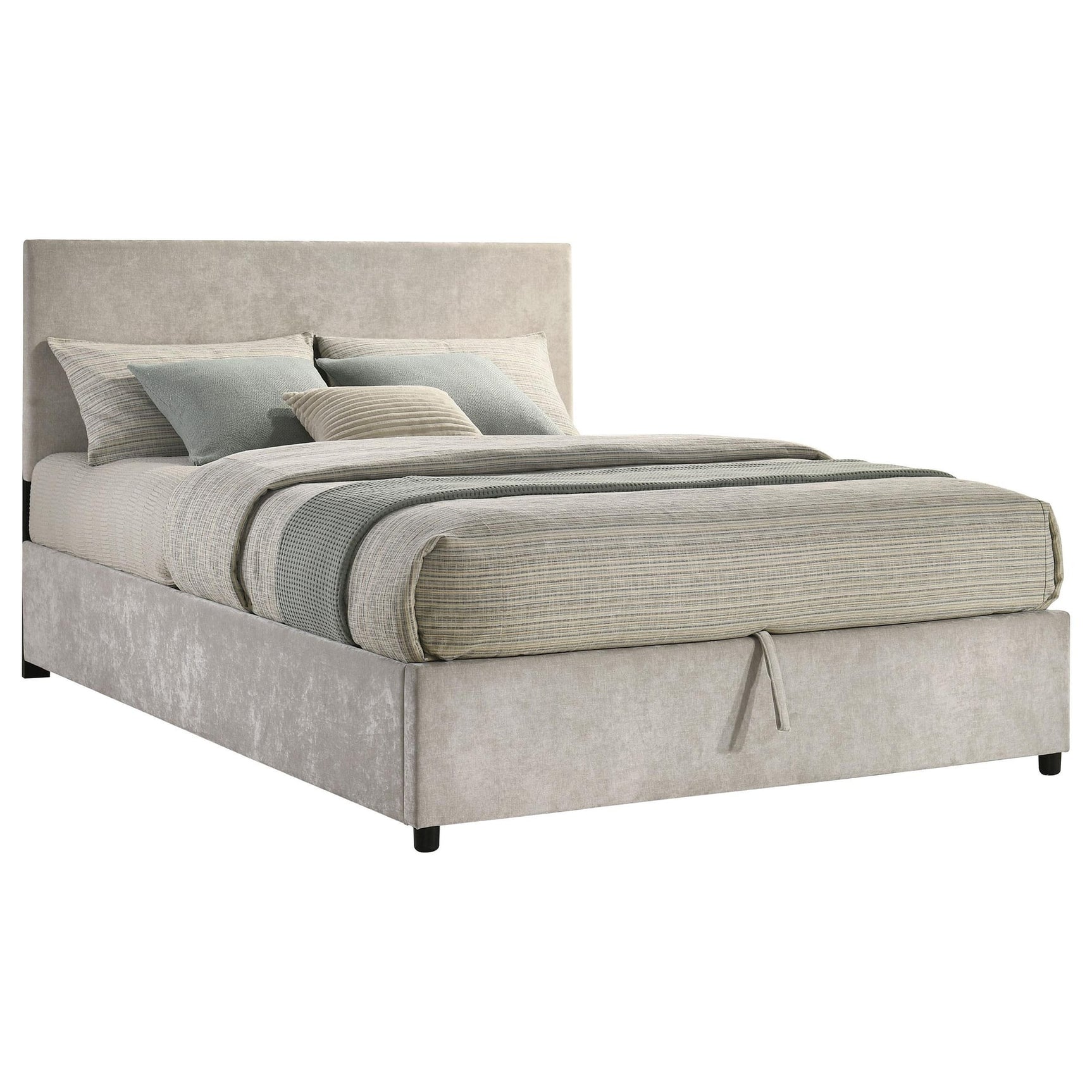 Reeves Upholstered Queen Lift-Top Storage Platform Bed Beige view 5