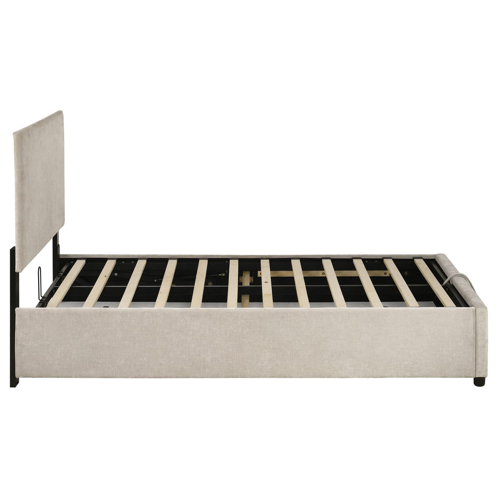 Reeves Upholstered Twin Lift-Top Storage Platform Bed Beige view 9