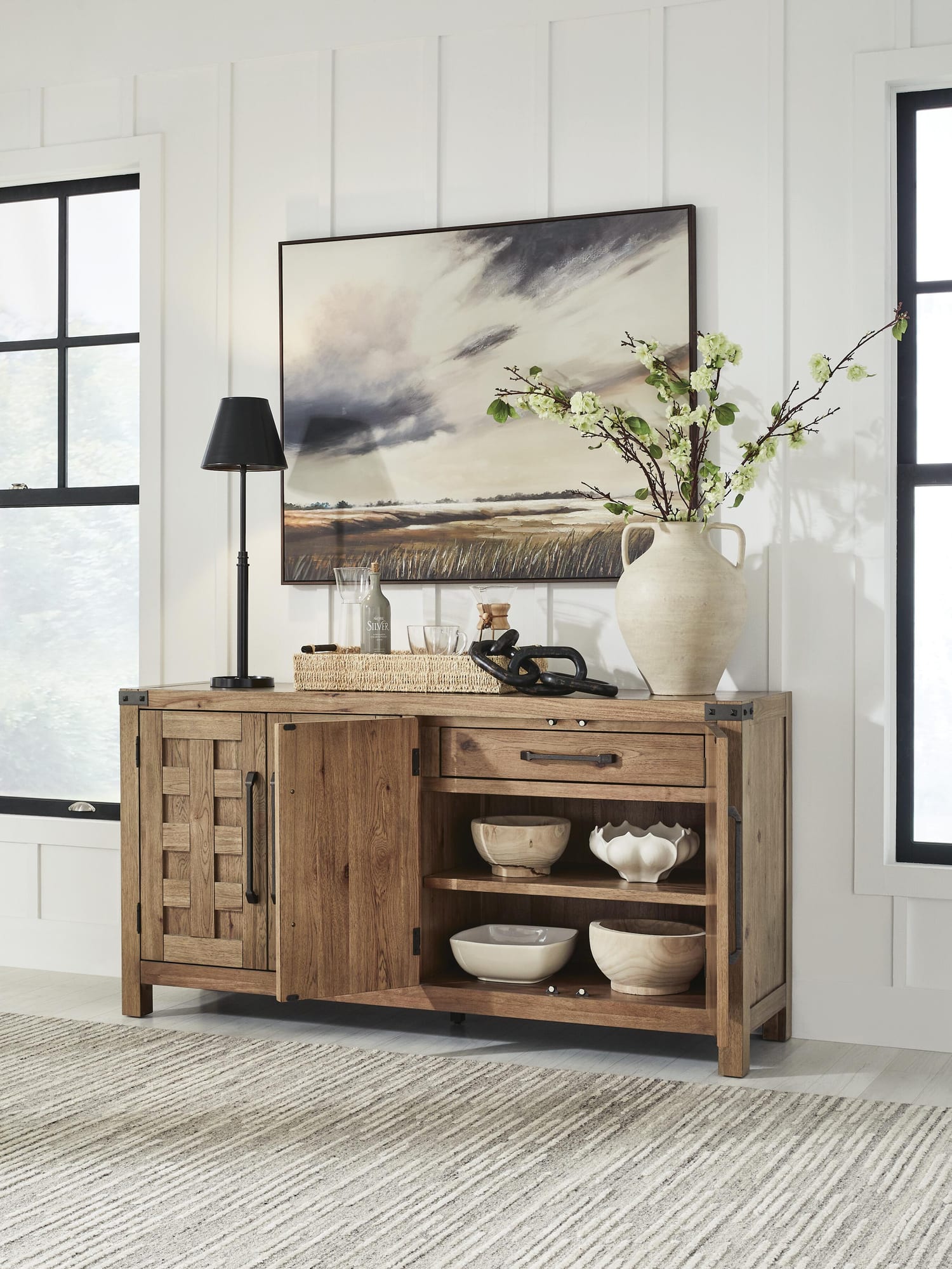 Ridgester Light Brown Dining Server view 5