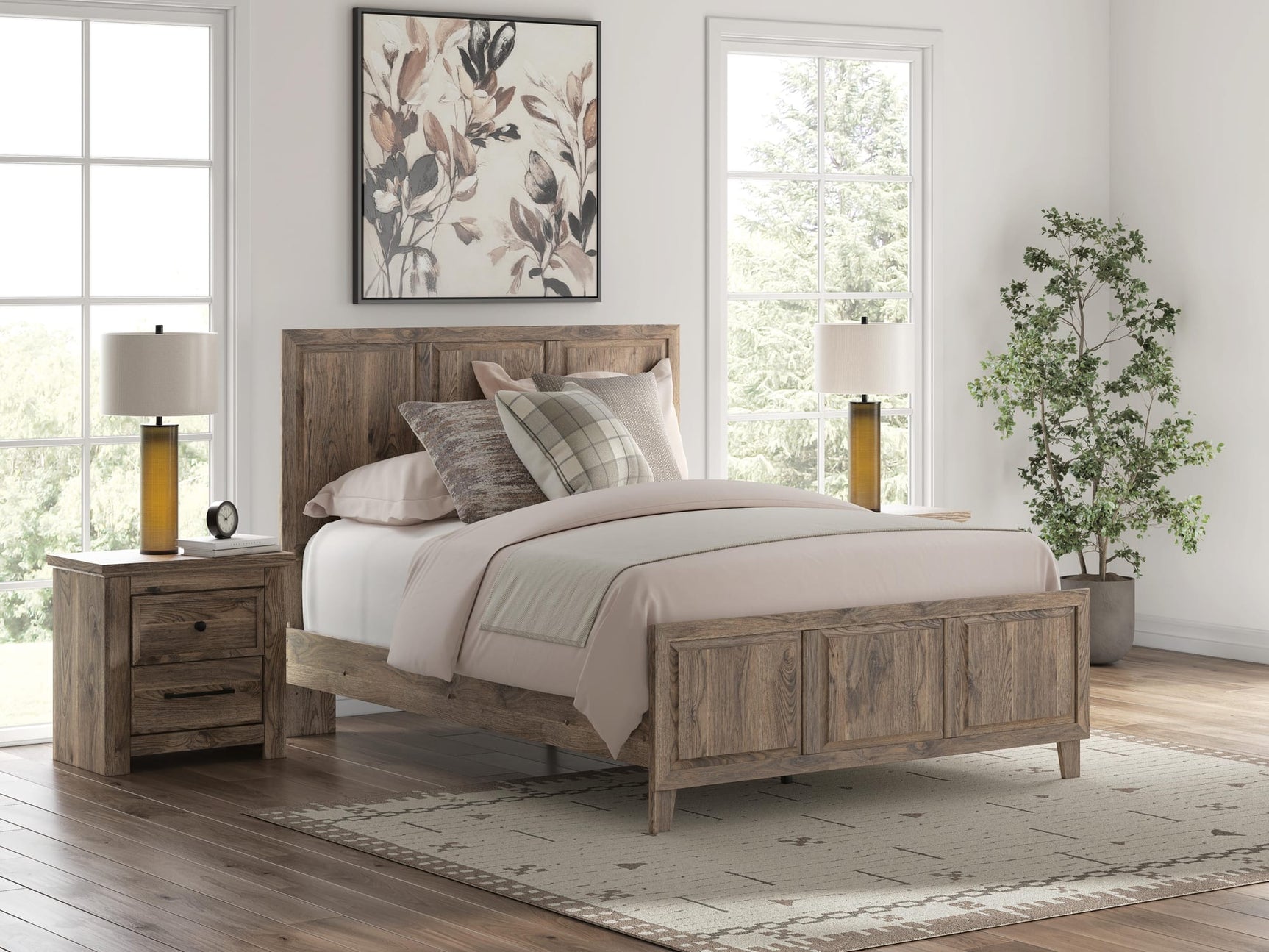 Rusticott Brown Panel Bedroom Set Queen 3: Bed, Dresser, Mirror from Decor Furniture