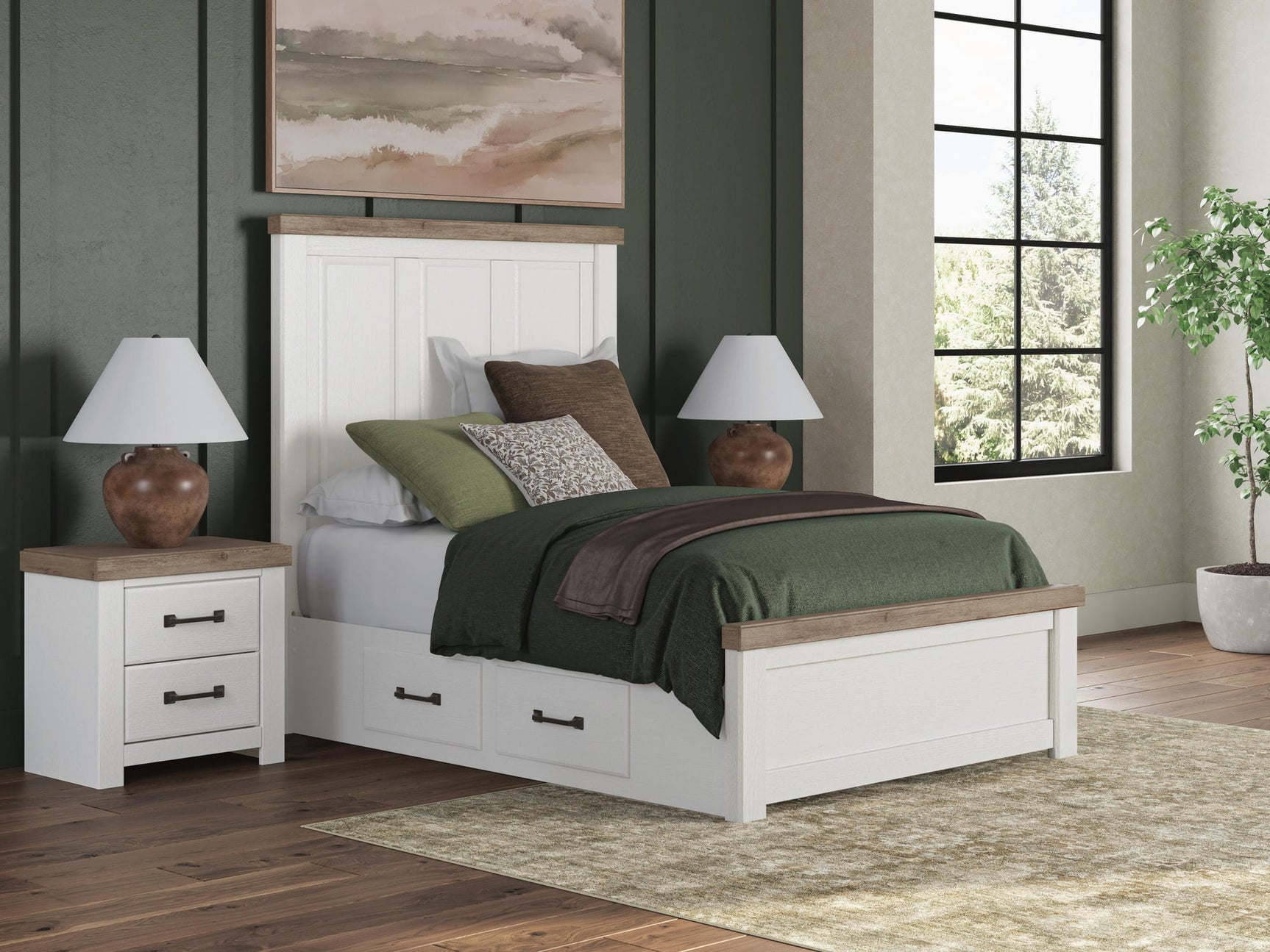 Savonport White/Brown Full Panel Bed with Storage from Decor Furniture