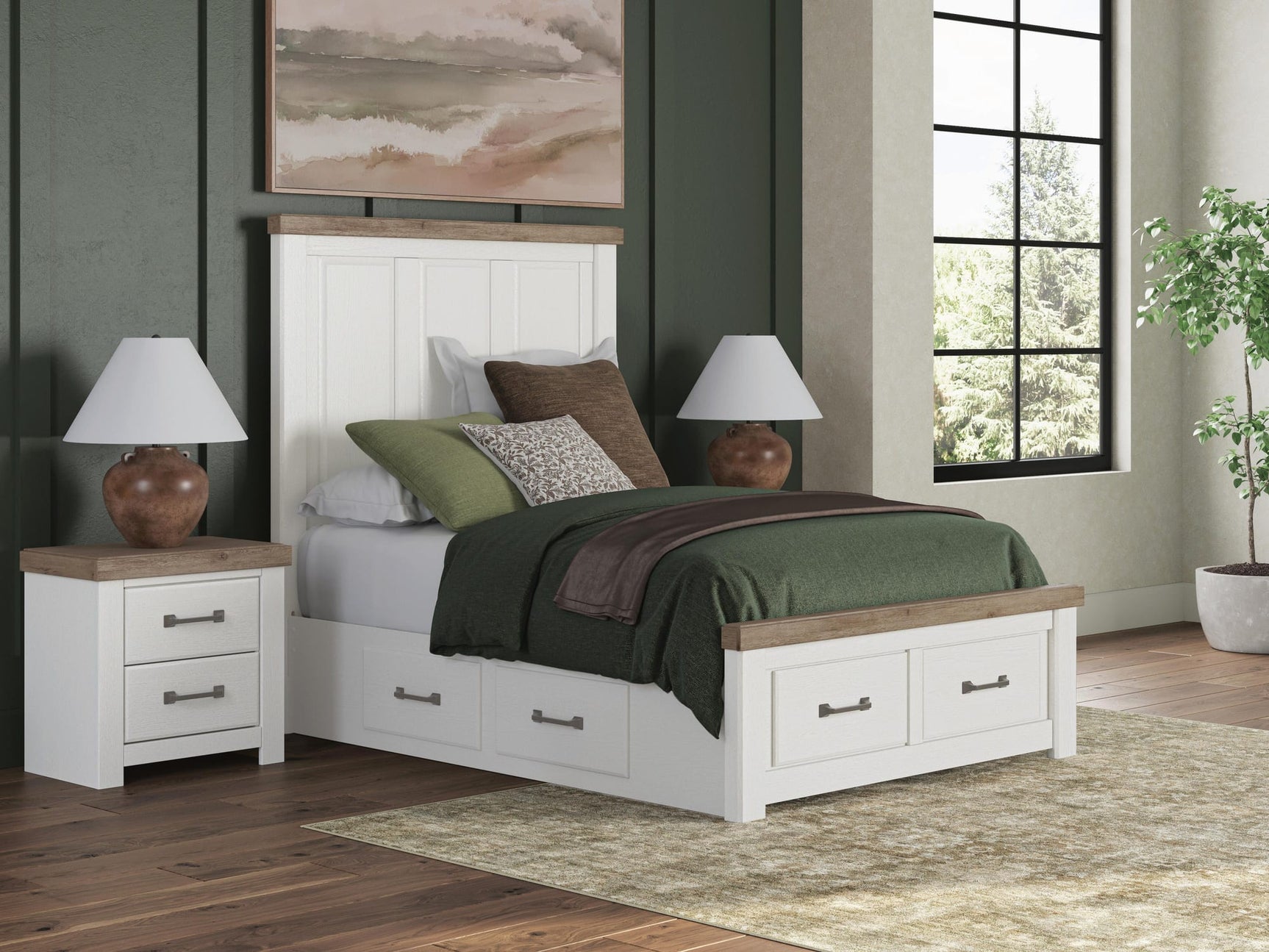 Savonport White/Brown Full Panel Storage Bed from Decor Furniture