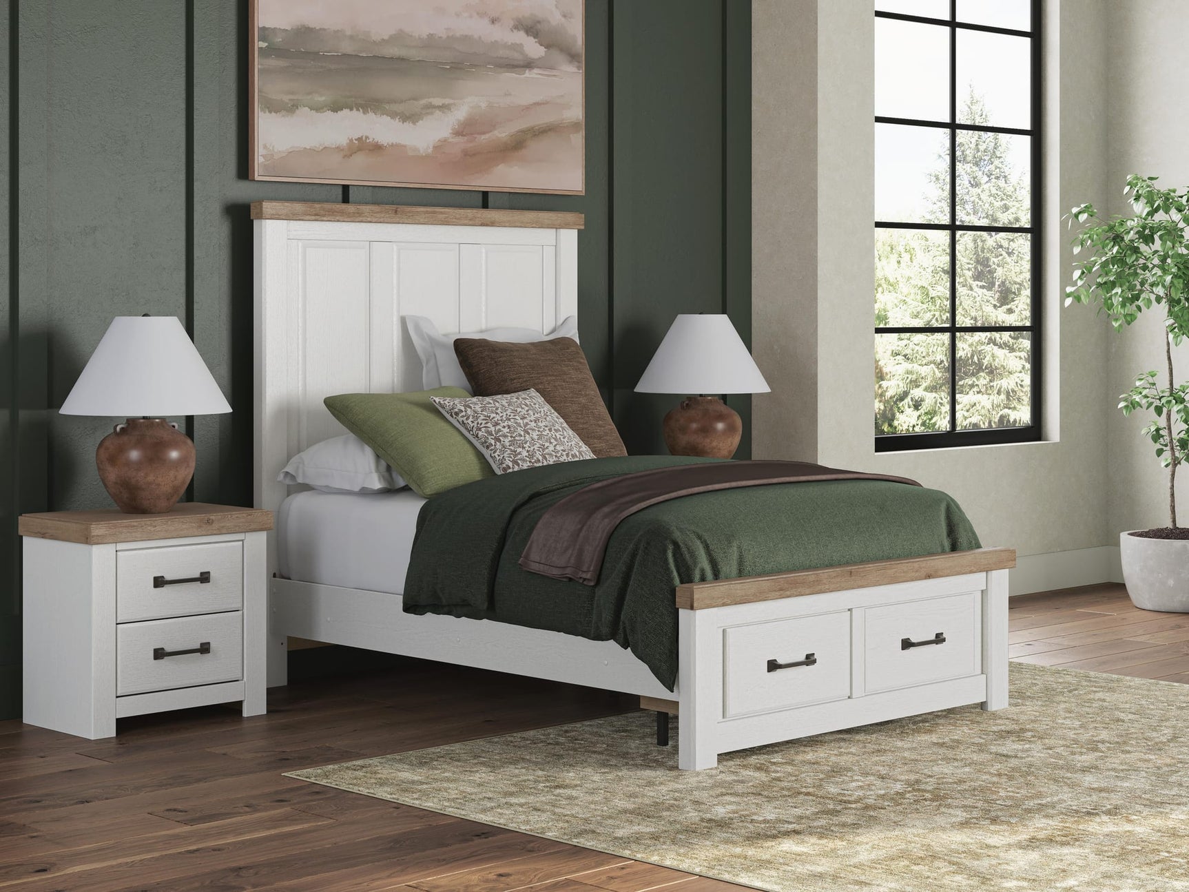 Savonport White/Brown Full Panel Storage Bed from Decor Furniture