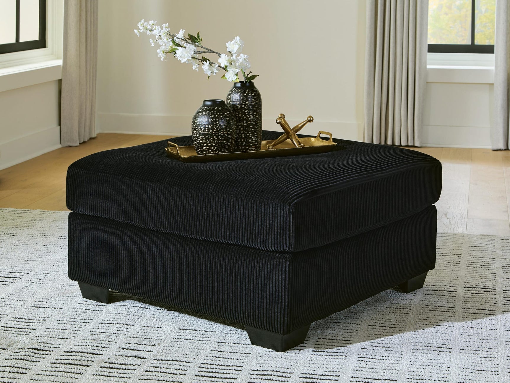 SimpleJoy Onyx Chenille,Velvet Oversized Accent Ottoman from Decor Furniture