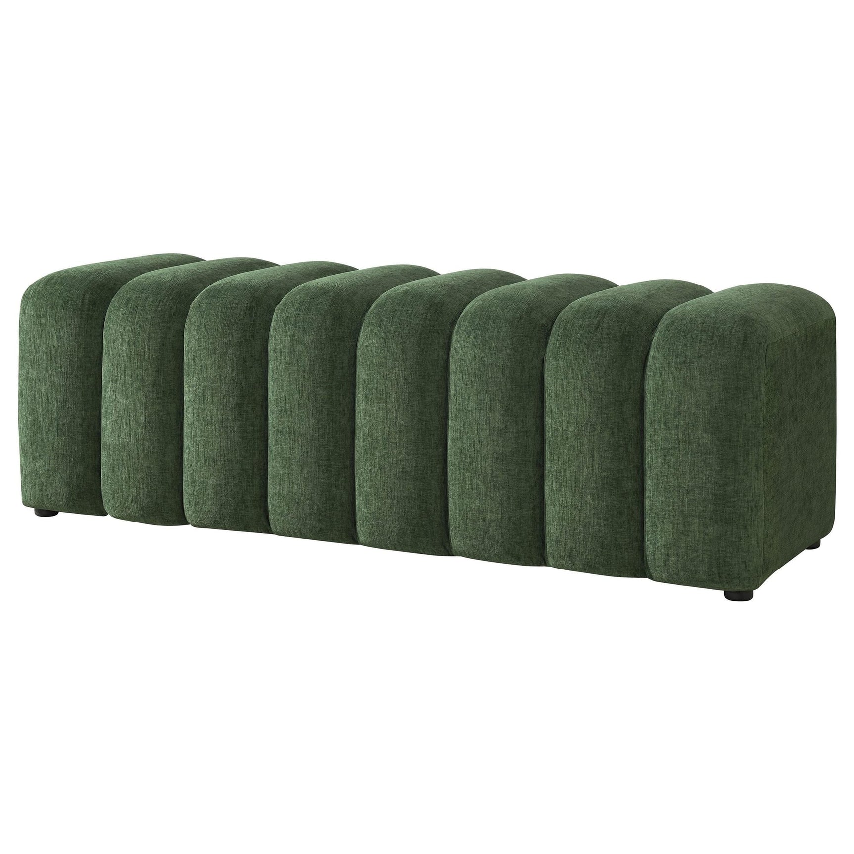 Summer Chenille Upholstered Channel Accent Bench Green view 4