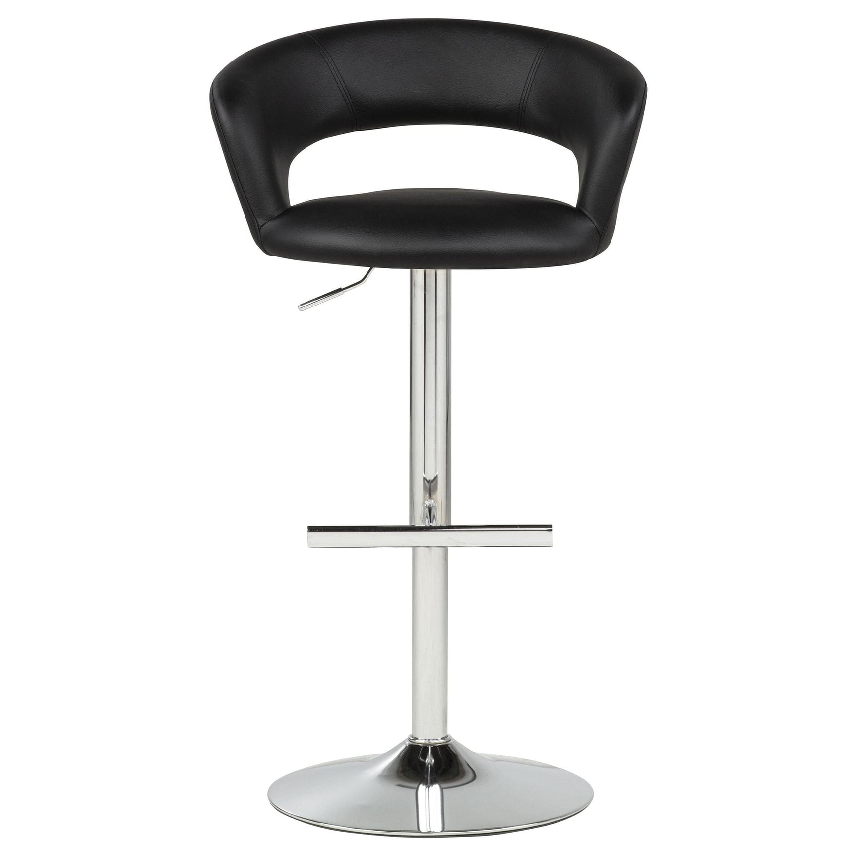 Travia Adjustable Leatherette Swivel Bar Stool Black and Chrome view 4