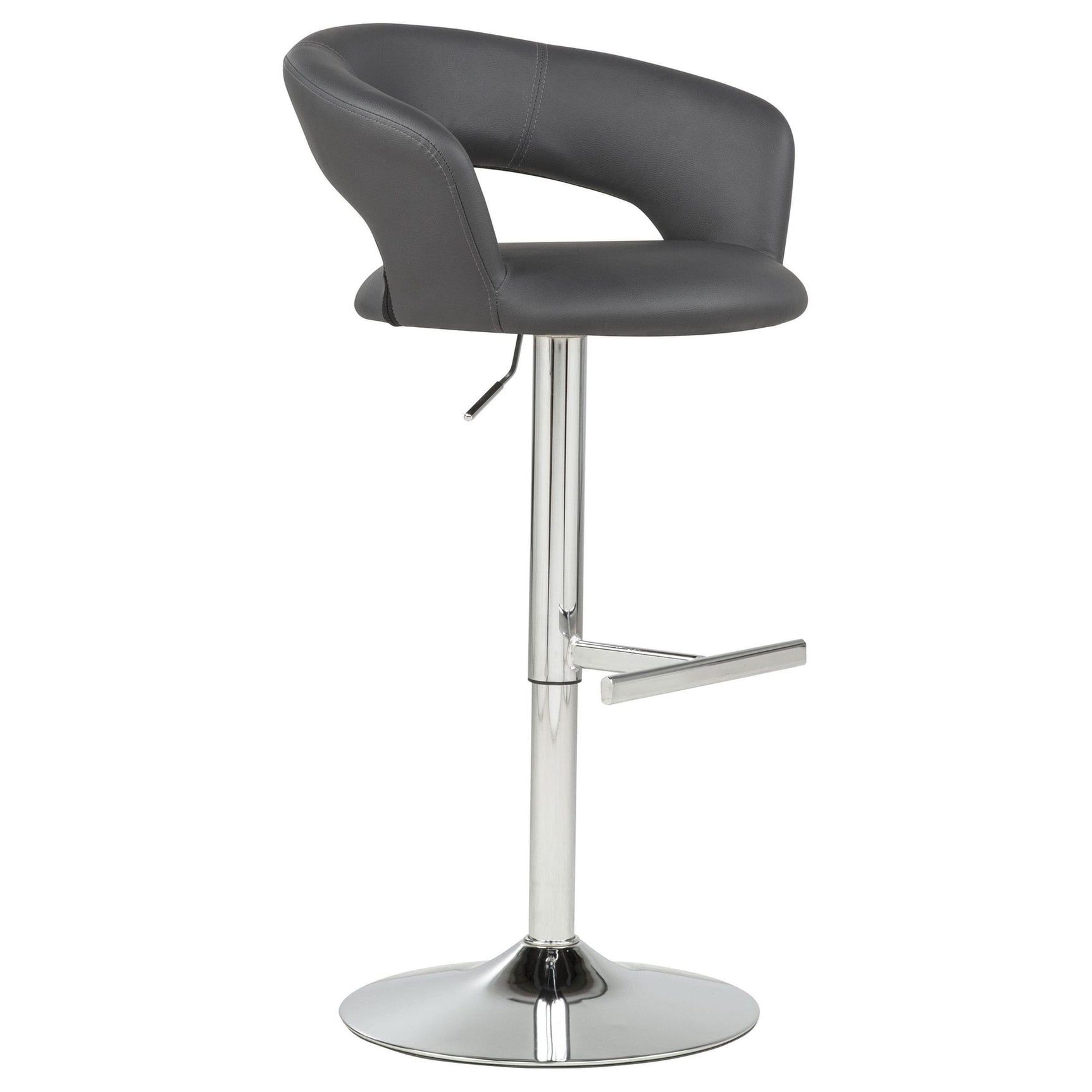 Travia Adjustable Leatherette Swivel Bar Stool Grey and Chrome view 2