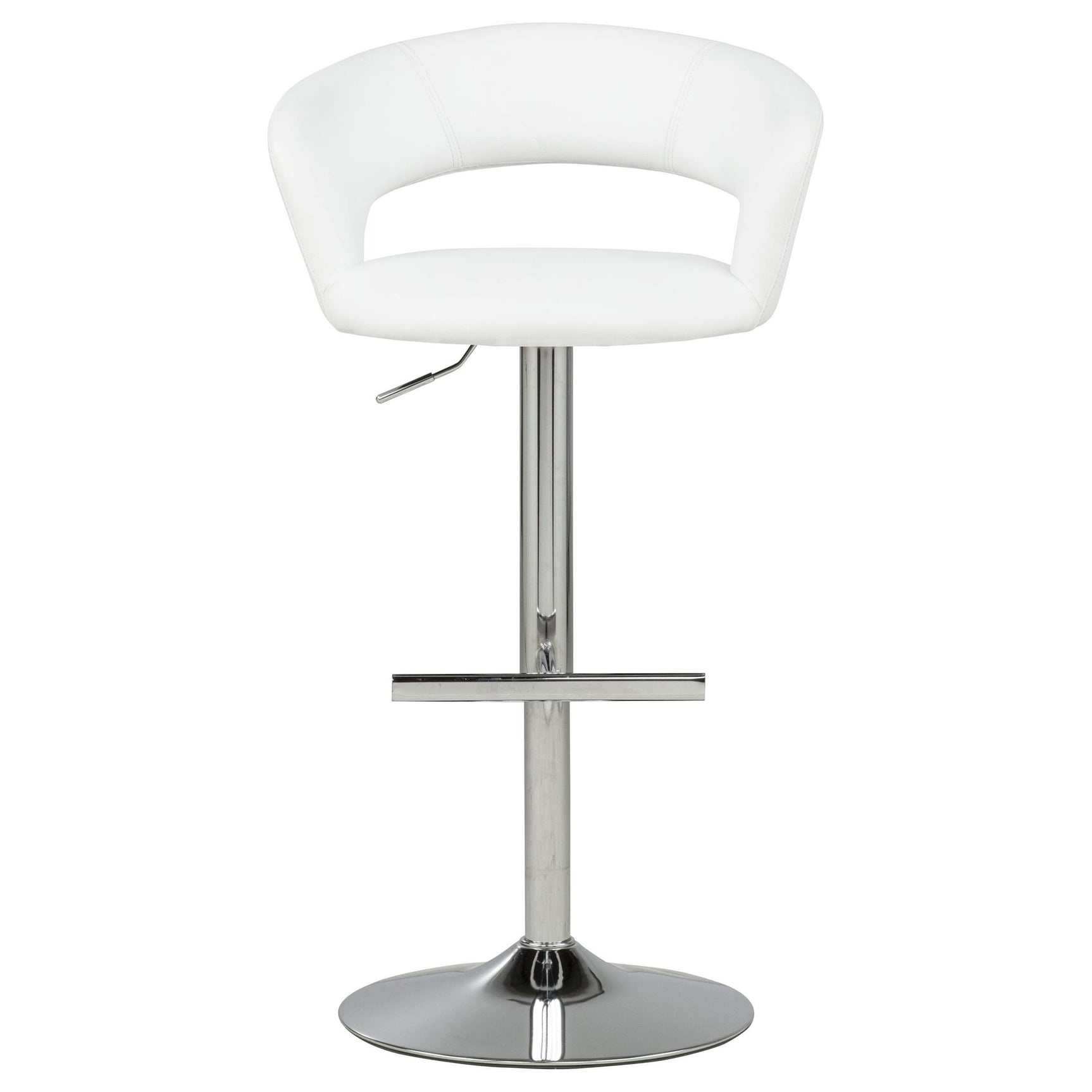 Travia Adjustable Leatherette Swivel Bar Stool White and Chrome view 4