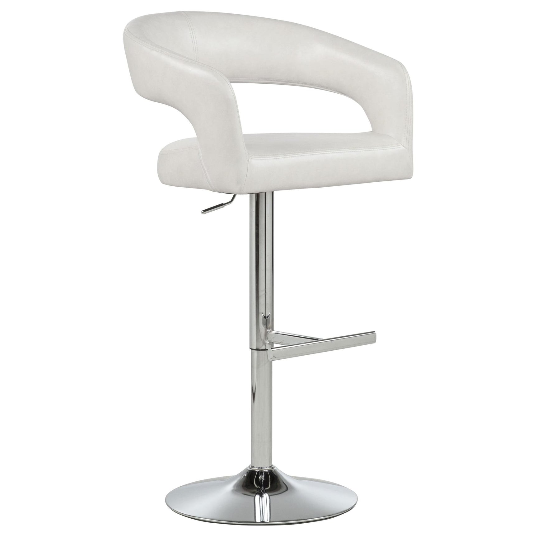 Travia Leatherette Upholstered Adjustable Bar Stool Ivory from Decor Furniture