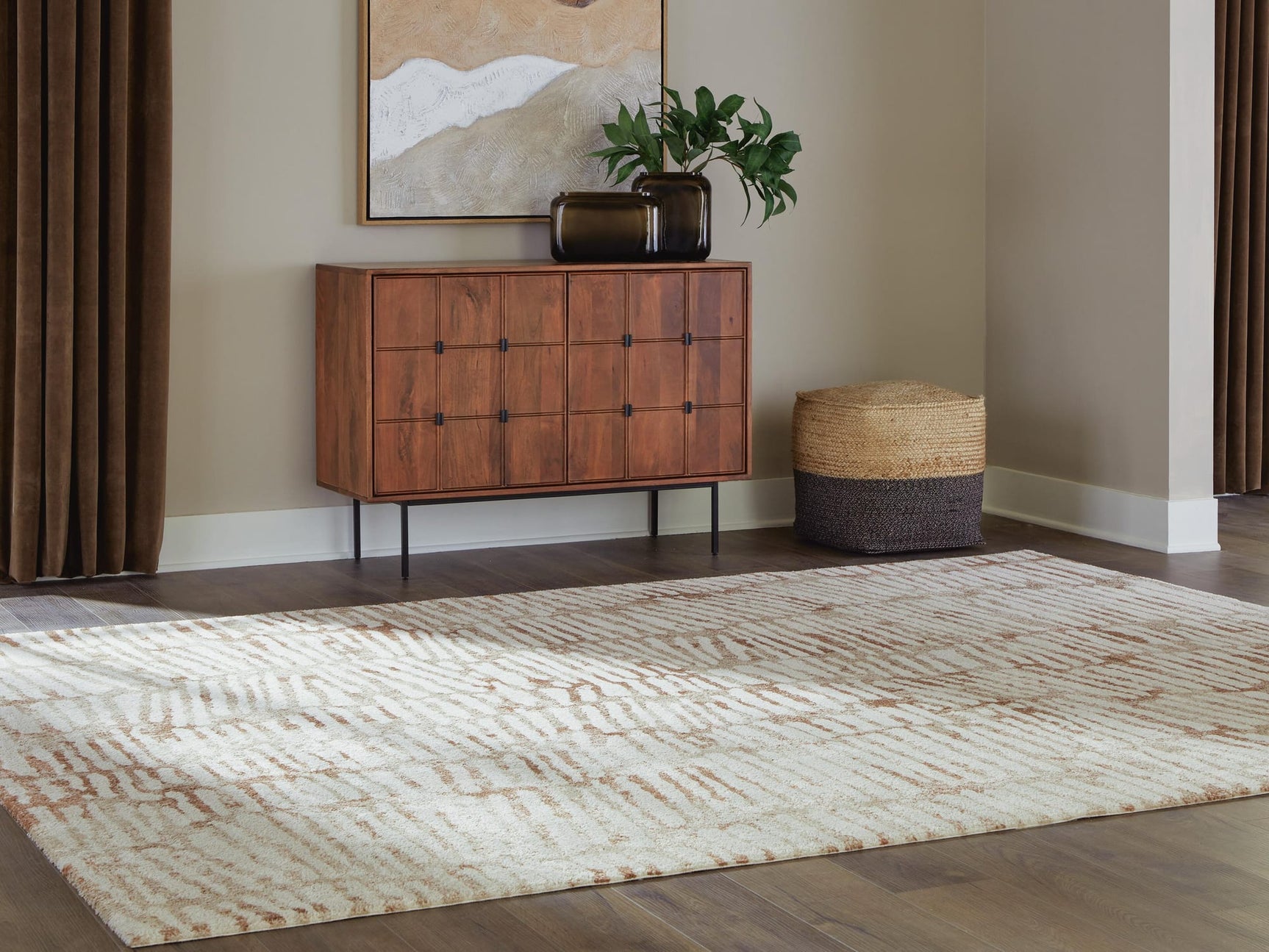 Uduak Cream/Tan/Rust Large Rug from Decor Furniture
