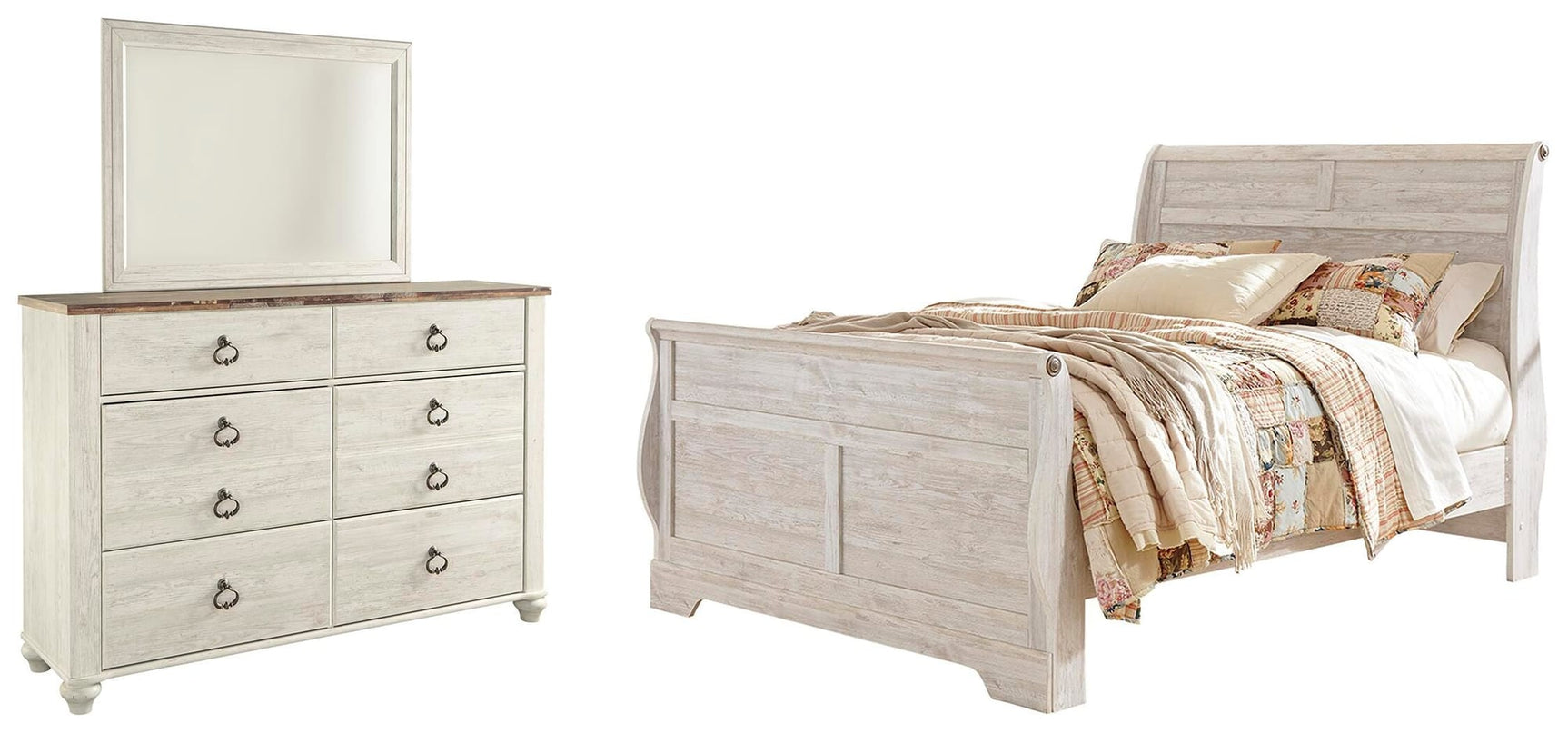 Willowton Whitewash Sleigh Bedroom Set view 9