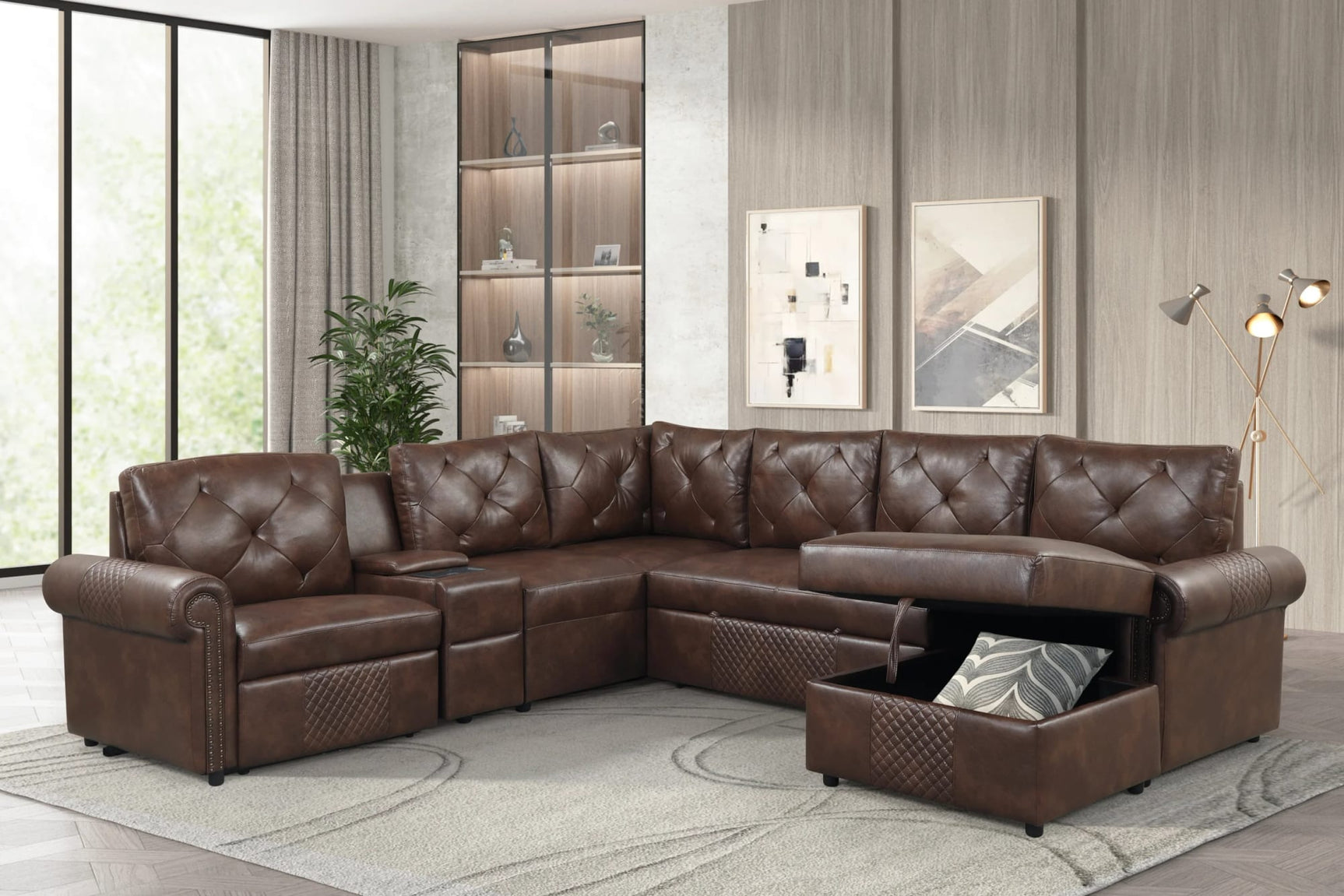 Winston Brown Power Reclining Sectional w Pull-Out Bed from Decor Furniture