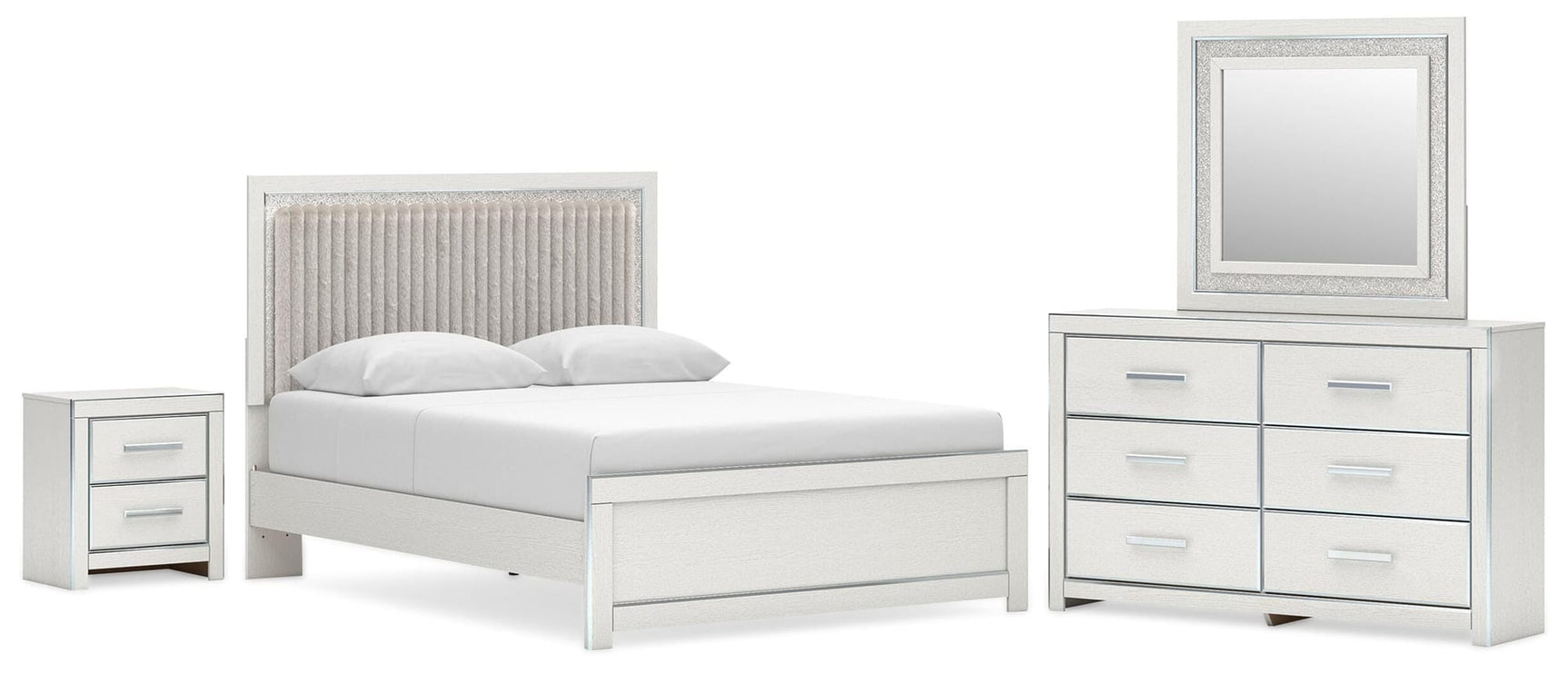 Zuraleus White Upholstered Panel Platform Platform Upholstered Bedroom Set 2 from Decor Furniture