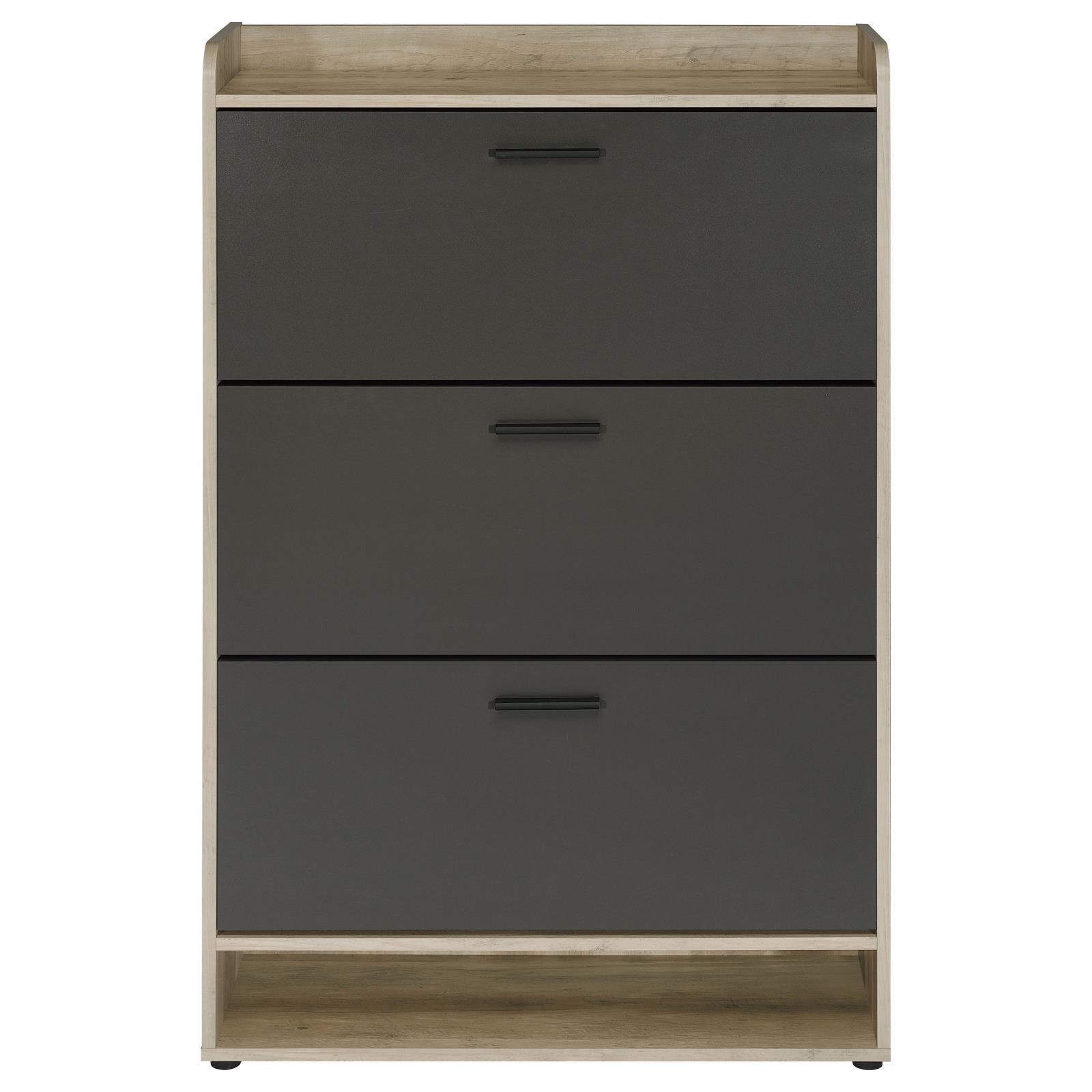 Denia 3-tier shoe storage cabinet drawer pull handle detail