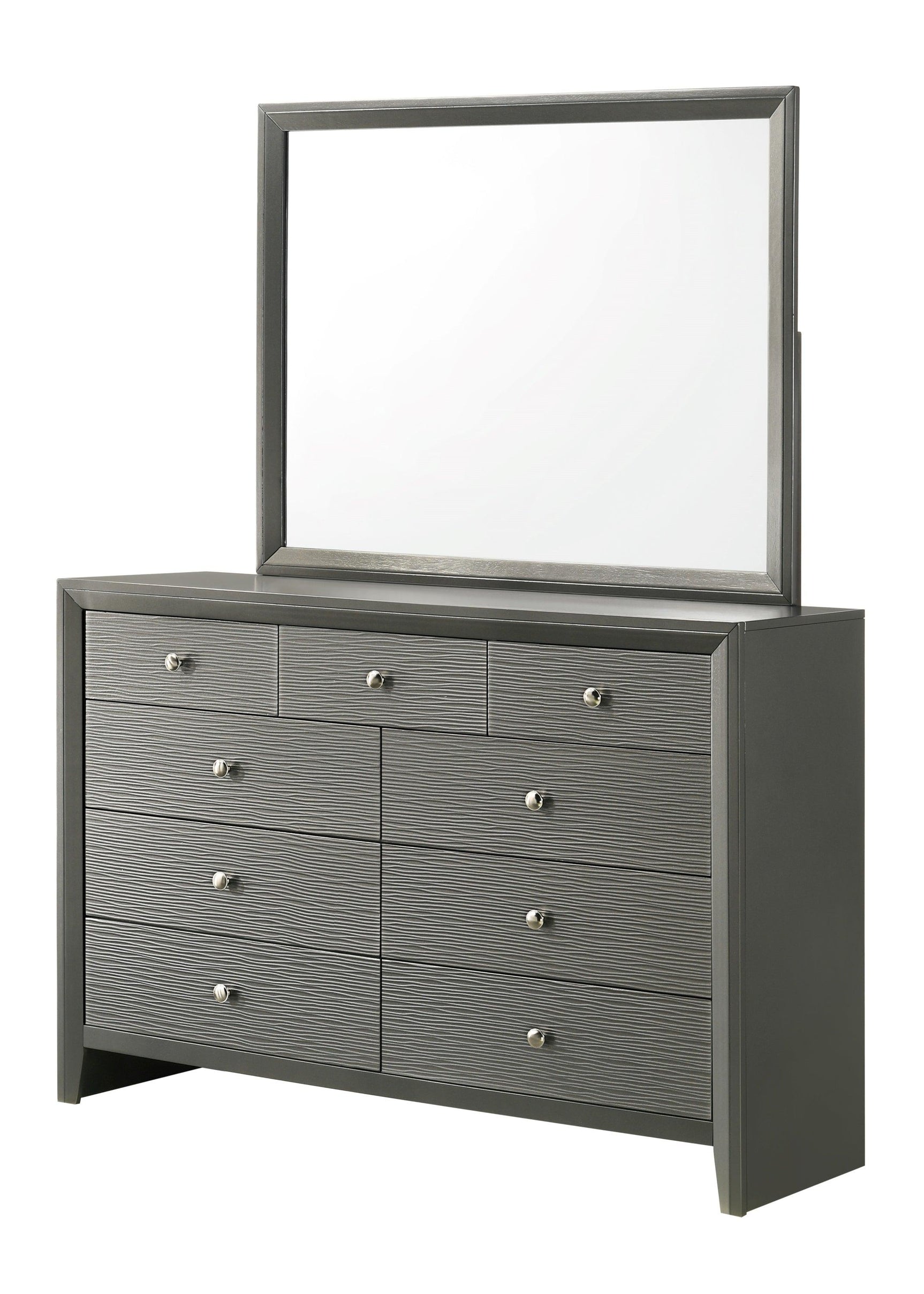 Detail of Denker Gunmetal Panel Full Bed footboard