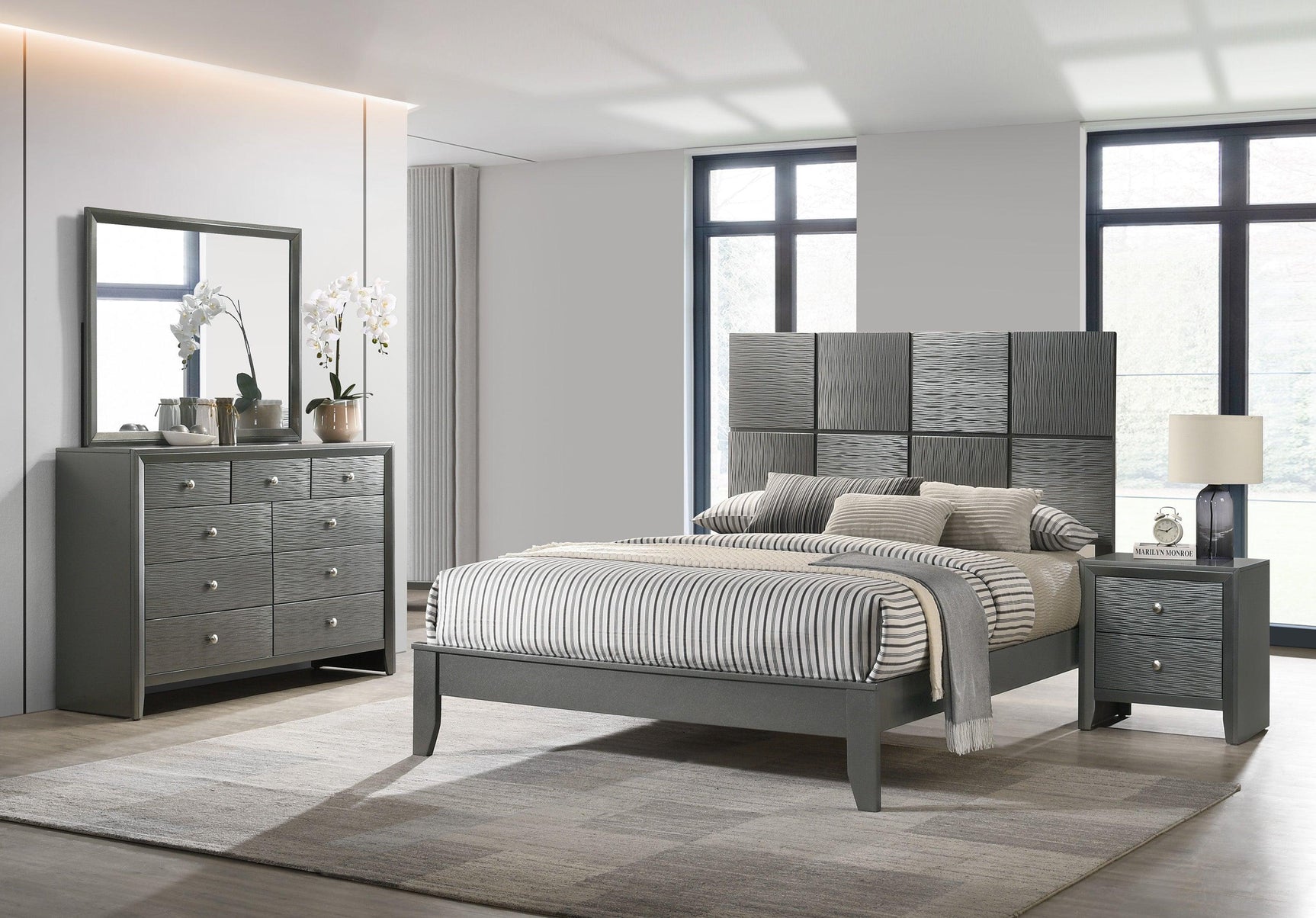 Denker Gunmetal Bed contemporary bedroom decor
