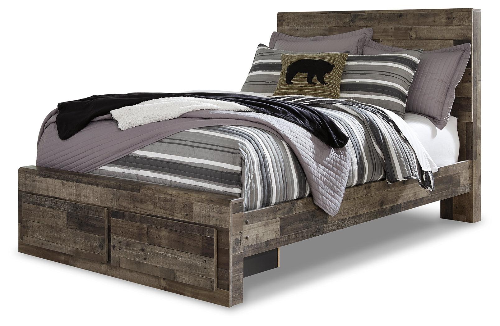 Bedroom view of Derekson Multi Gray Panel Bedroom Set bed