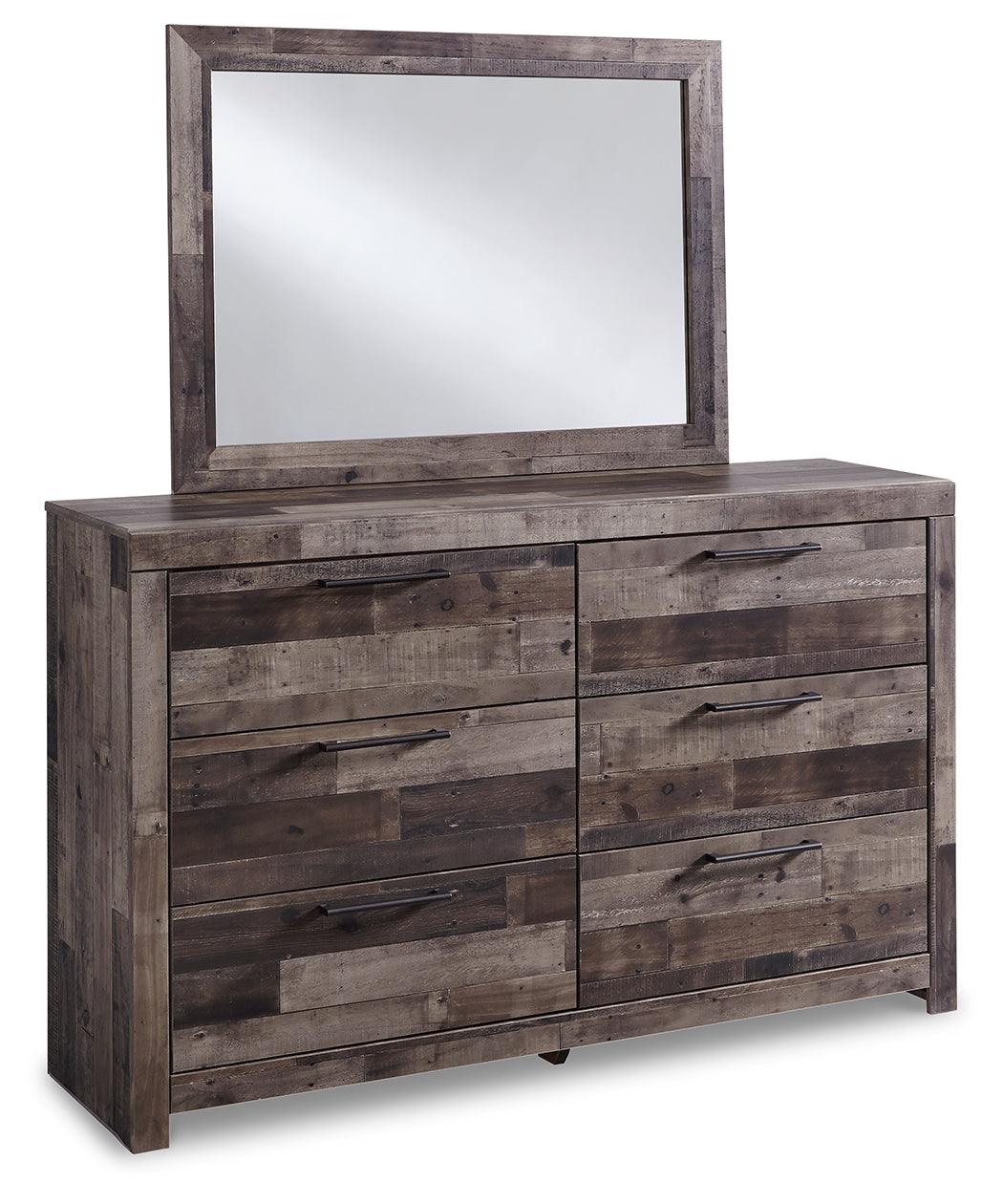 Bedroom view of Derekson Multi Gray Panel 6 Storage Bedroom Set bed