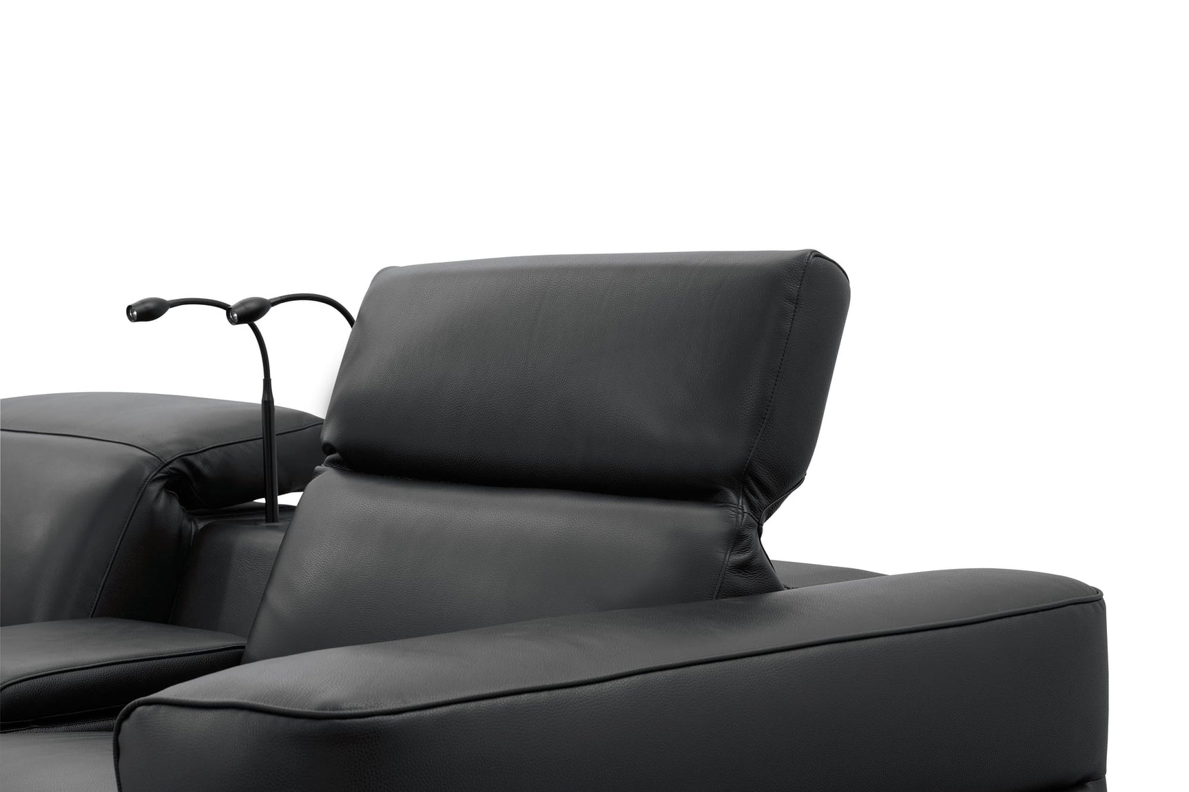 Diamante Black Italian Leather 5-Piece Power Reclining Home Theater Sectional view 14