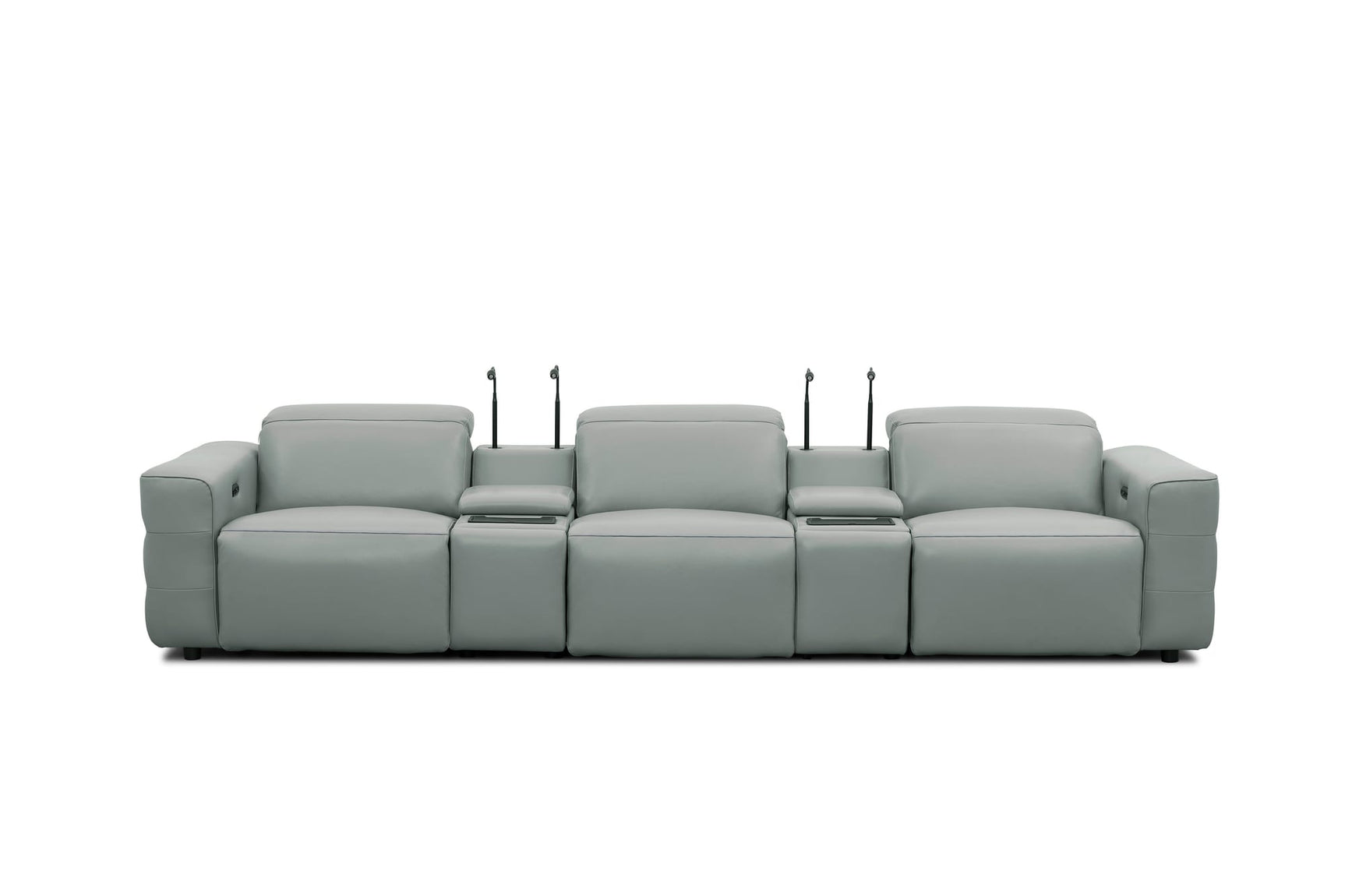 Diamante Grey Italian Leather 5-Piece Power Reclining Home Theater Sectional view 4