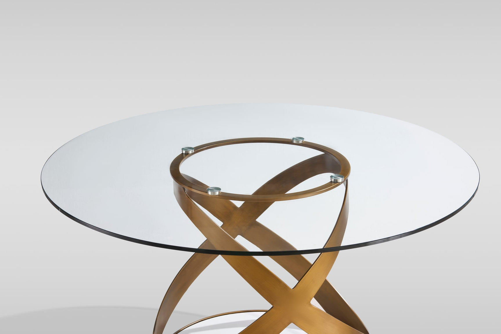 Dimi 5-Piece Dining Set with Clear Glass Table and Bronze Infinity-Loop Base view 9