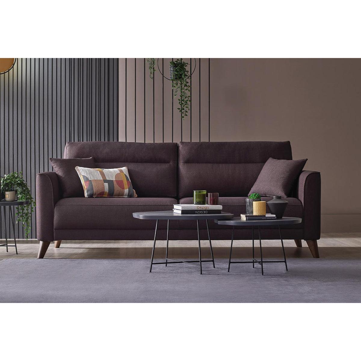 Close-up of brown fabric upholstery on Alto sofa