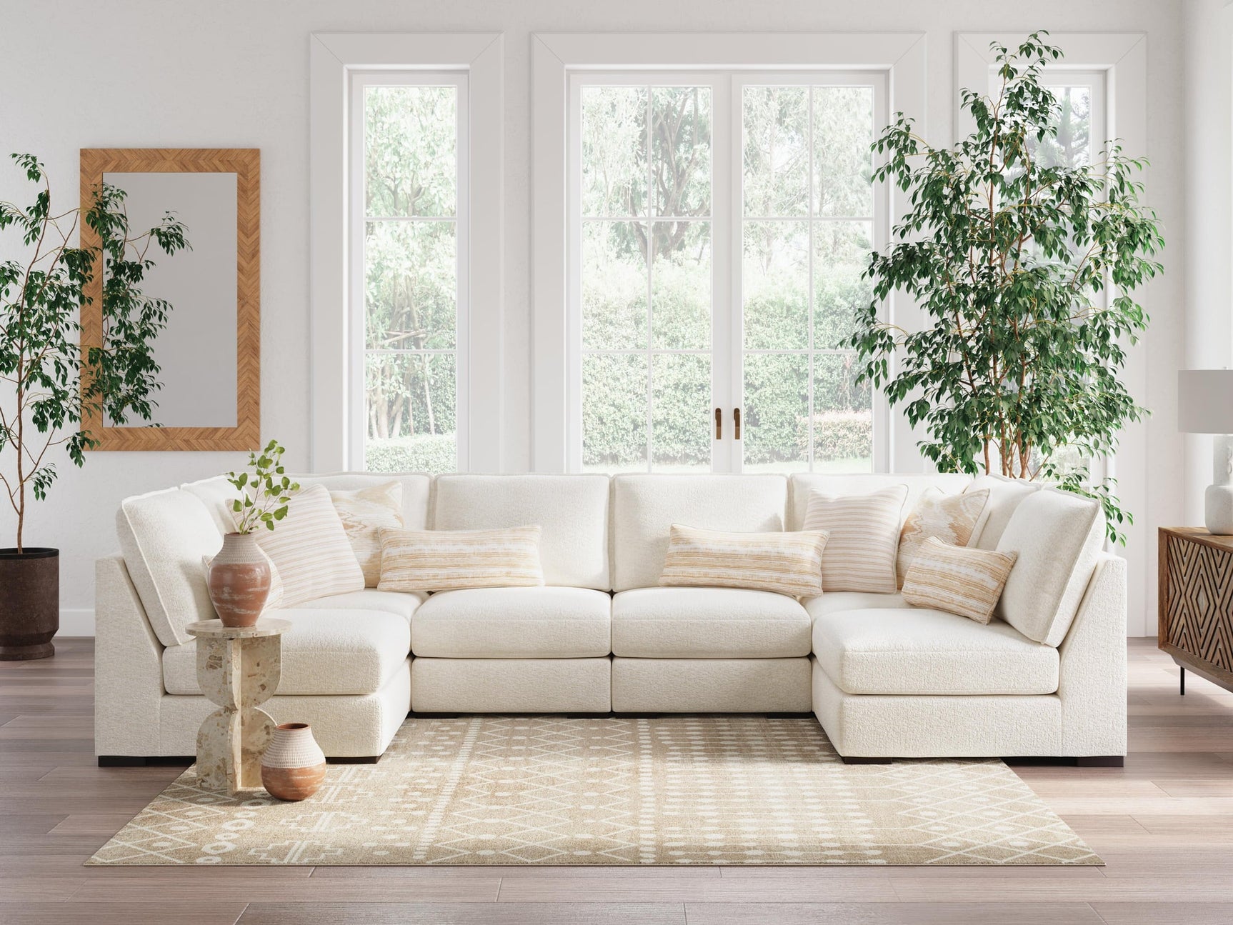 Donelson Creek Vanilla Performance Fabric,Next-Gen Nuvella™,Chenille 6-Piece Sectional - image 2