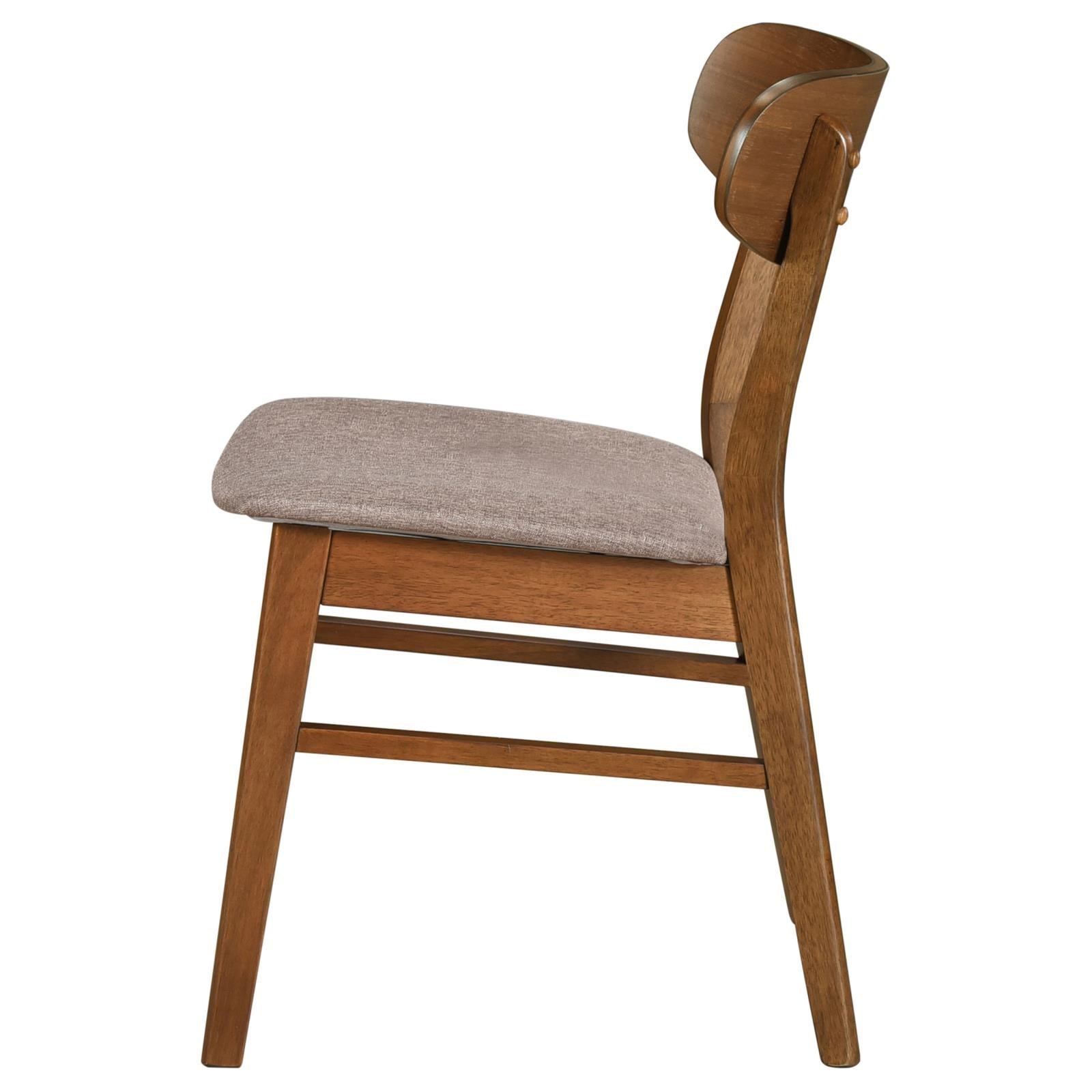 Back view of Dortch walnut dining side chair with cushioned seat