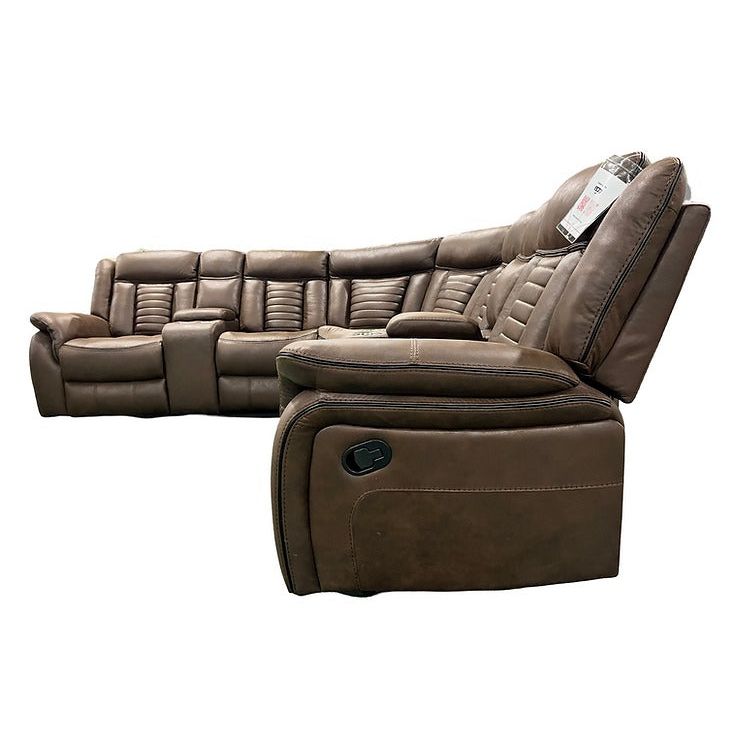 Close-up of brown New Tech fabric upholstery