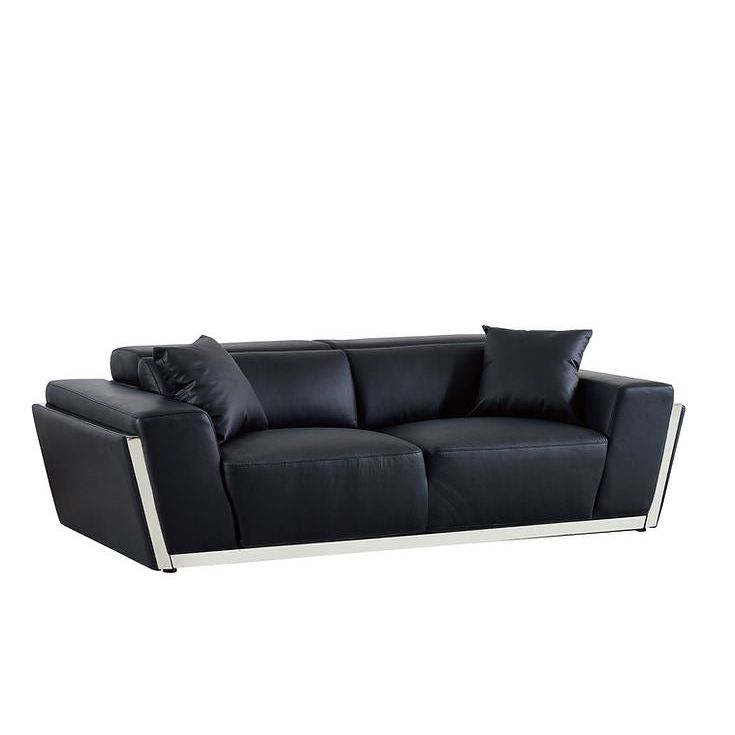 Domo Black Italian Leather Match Sofa, Loveseat, and Chair Living Room Set view 3