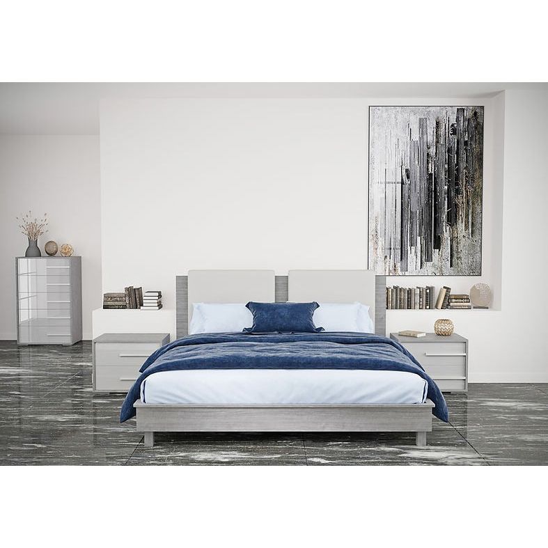 Erika Gray Upholstered Italian Bedroom Set nightstand close-up