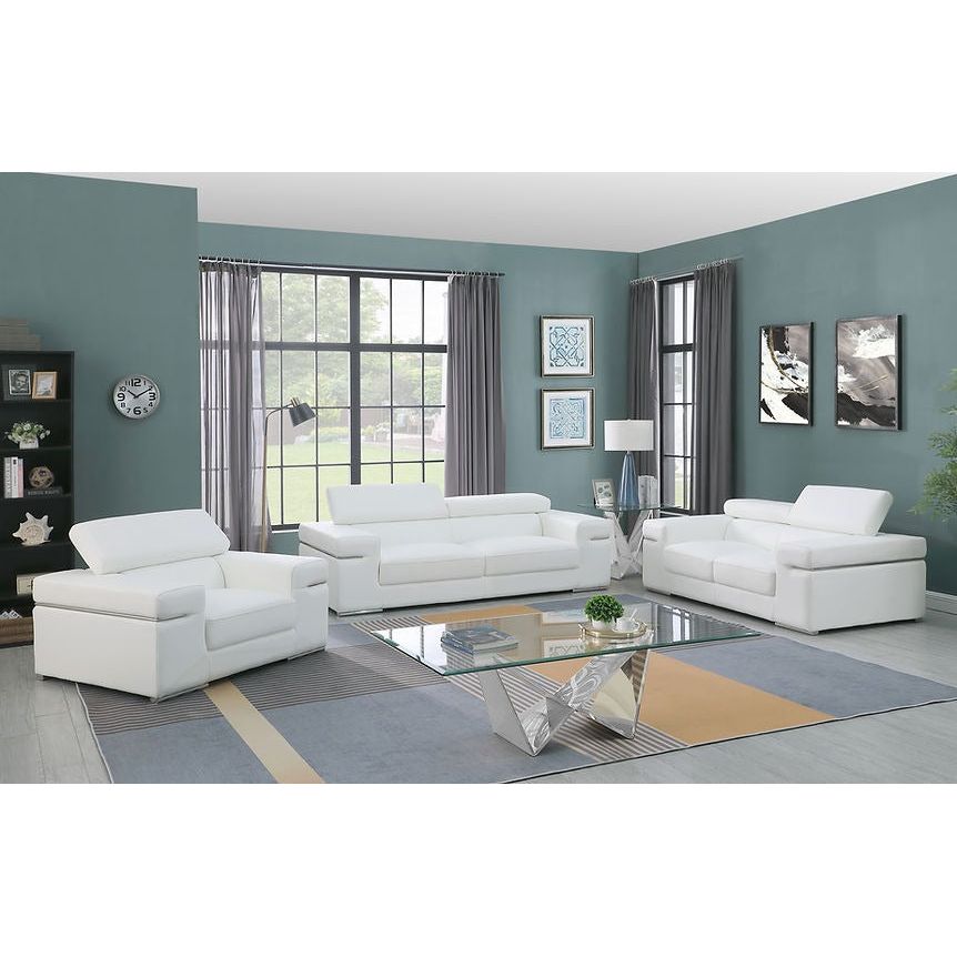 Soho White Italian Leather Match Loveseat view 2