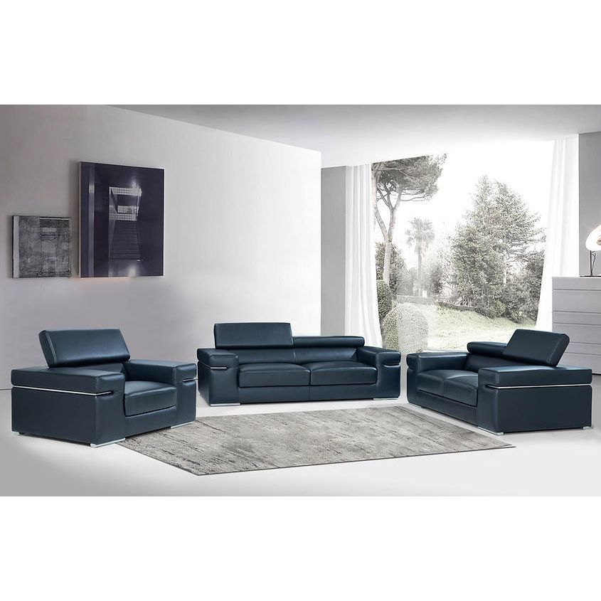 Soho Black Italian Leather Match Sofa, Loveseat, and Chair Set from Decor Furniture