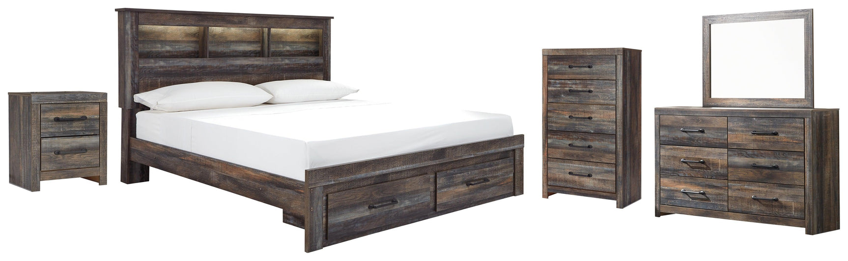 Drystan Multi Bookcase Storage Bedroom Set side view