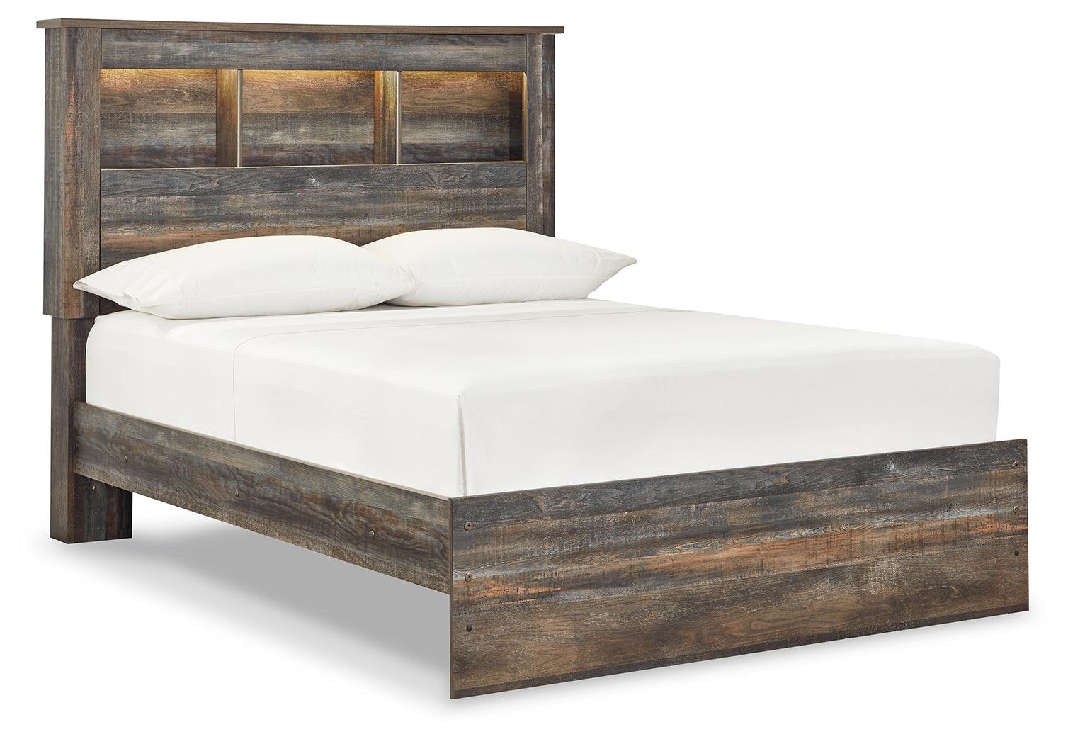 Side angle of bed in Drystan Multi Bookcase Bedroom Set highlighting drawer details