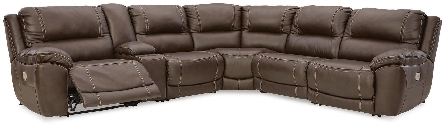 Dunleith Chocolate Leather 6-Piece Power Reclining Sectional - image 3