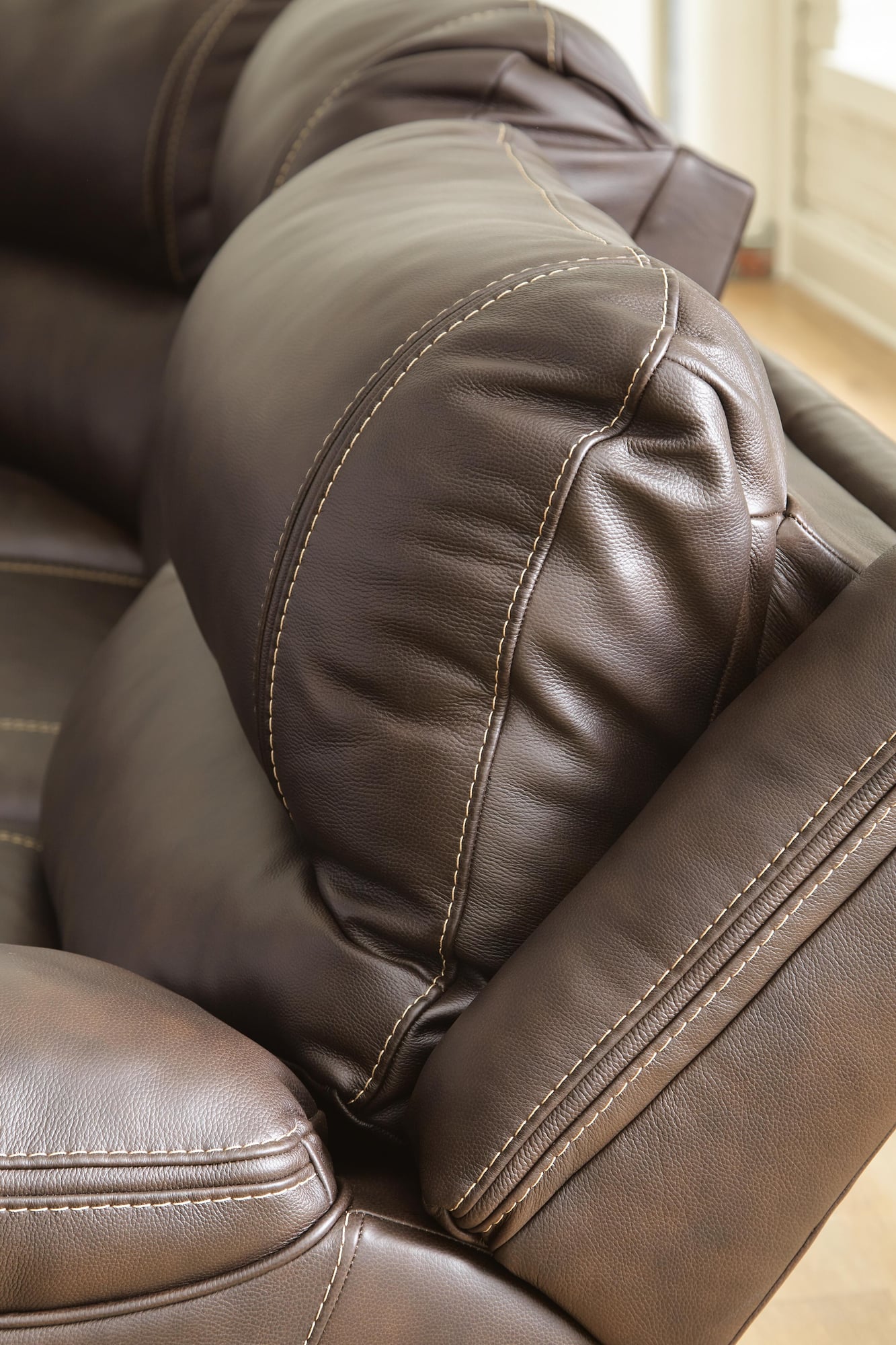 Dunleith Chocolate Leather 2-Piece Power Reclining Sectional Loveseat - image 2