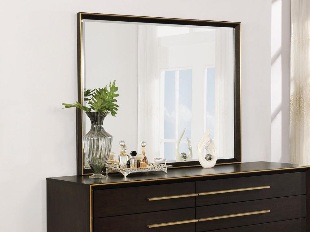 close-up of metal trim on Durango bedroom set drawers