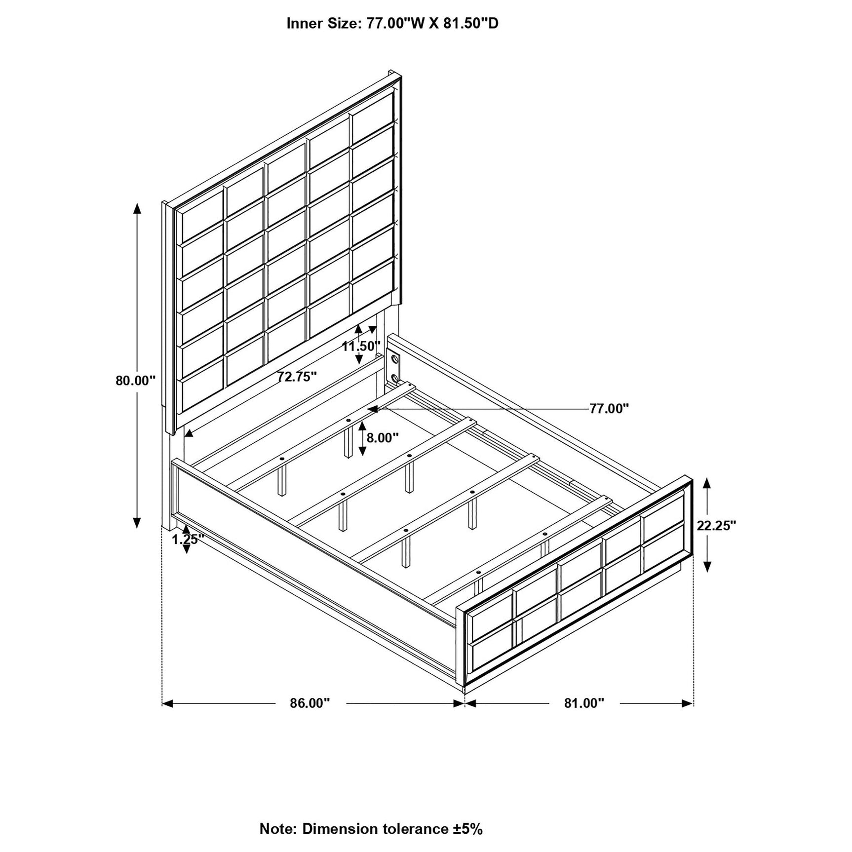 angled view of Durango bedroom set with upholstered bed and smoked peppercorn wood