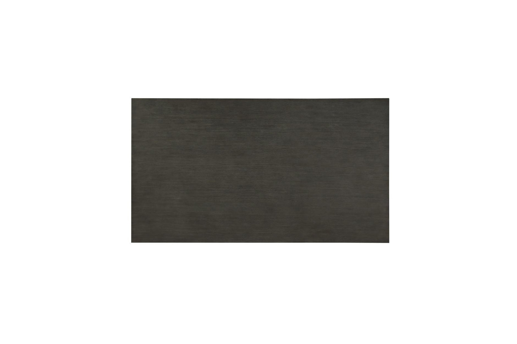 Close-up detail of fabric upholstery and gray finish on dining chairs
