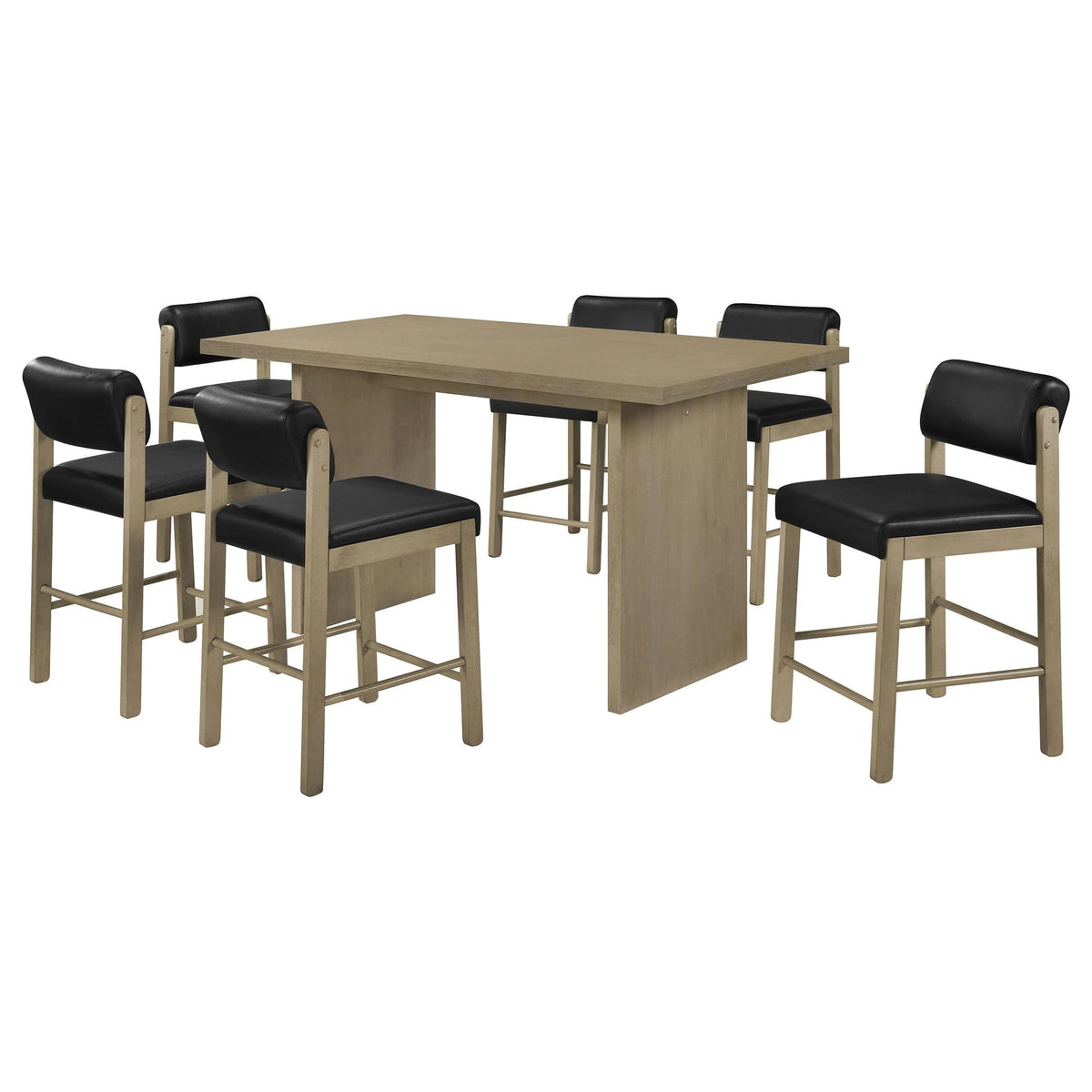 Decker 7-piece 70-inch Rectangular Counter Height Dining Set Black and Natural Oak — product image 2