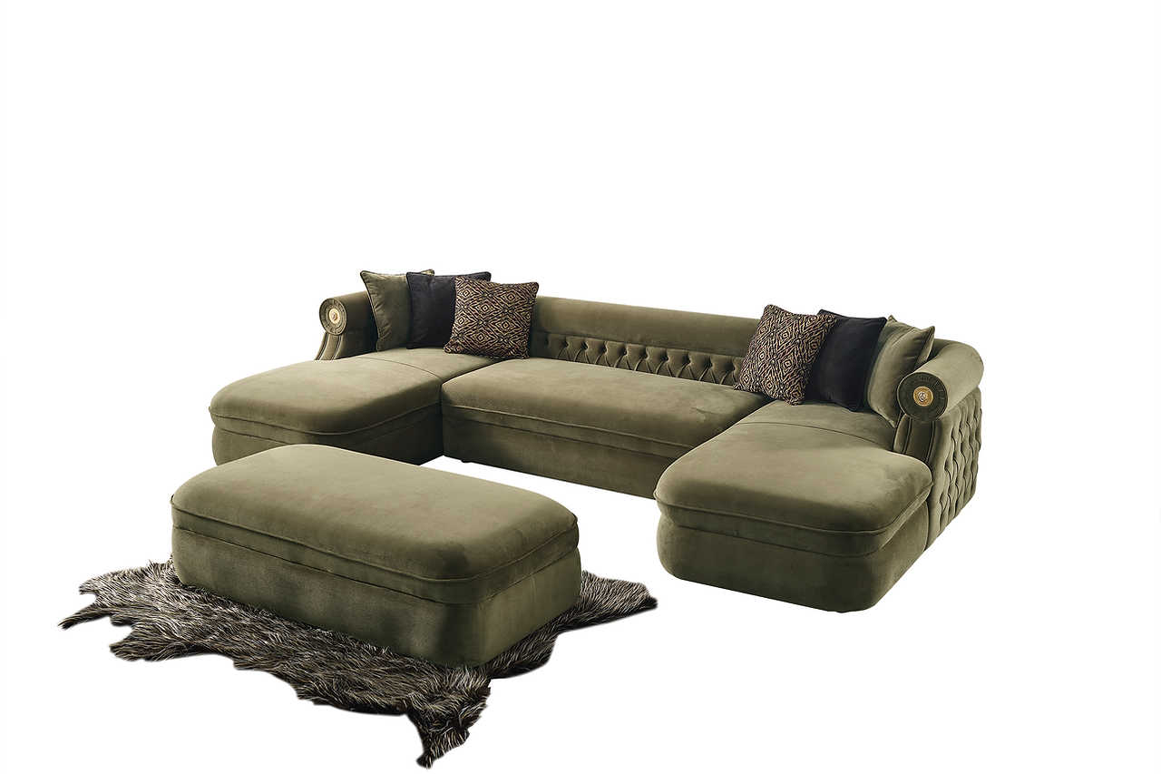 Brooklyn Green Sectional Sofa in room setting