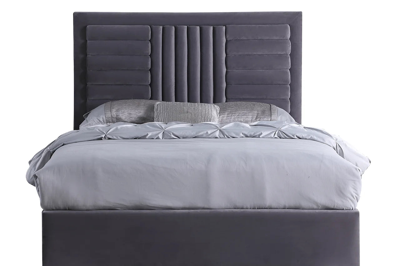 Anita Queen Platform Bed close-up of upholstered headboard