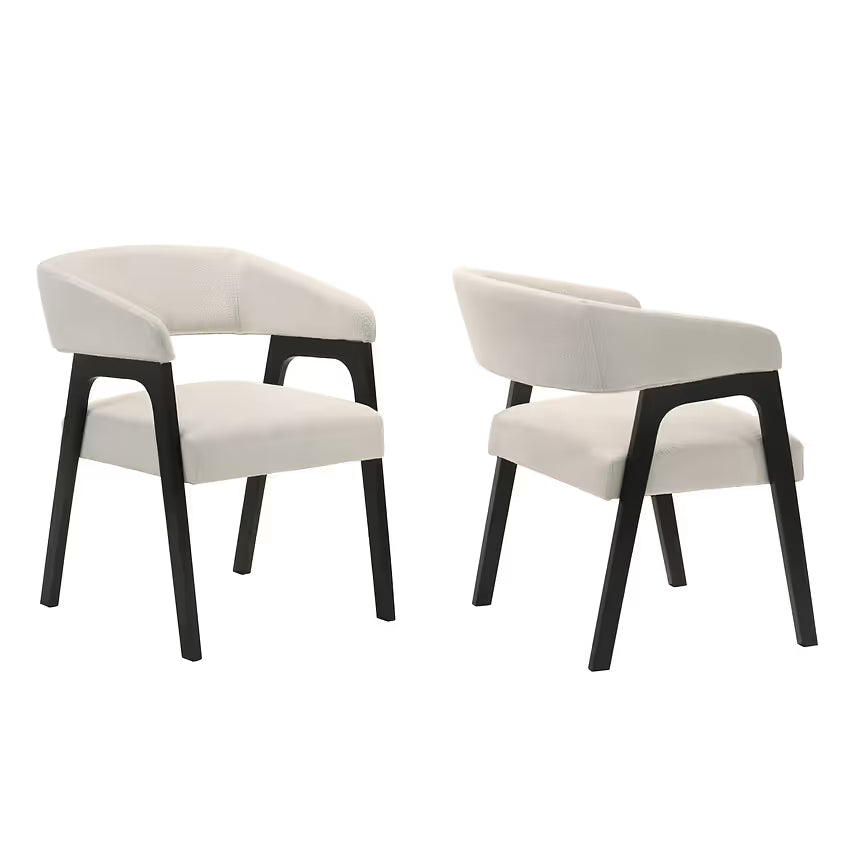 Nava Black Porcelain Dining Collection with Beige Teddy Fabric Chairs from Decor Furniture