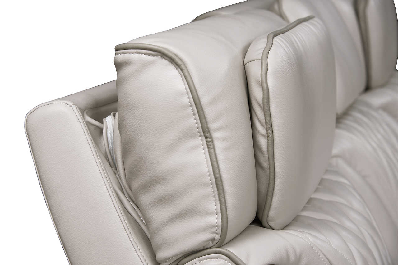 LED light accented arms on reclining loveseat