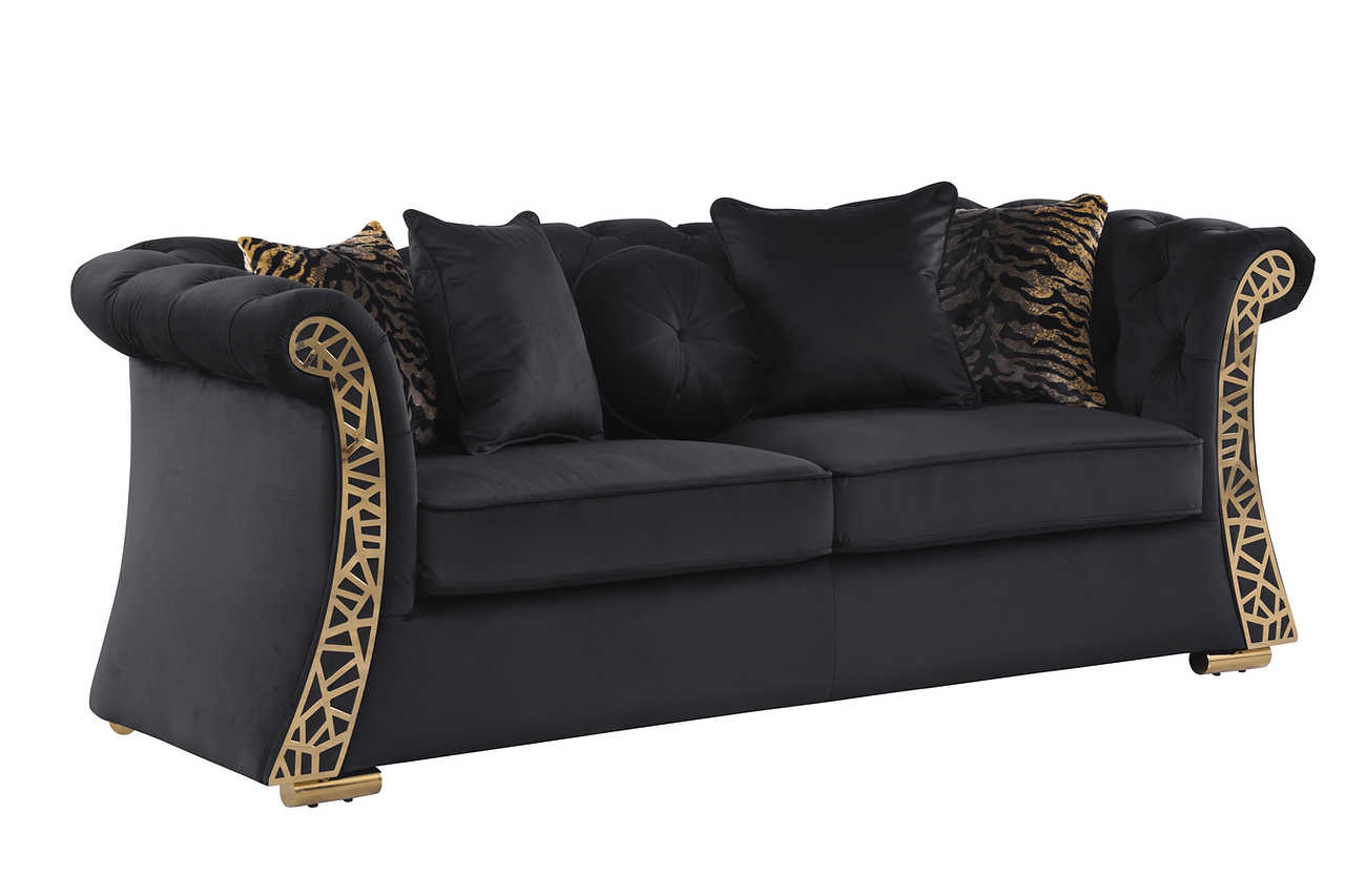 Curamo Black Velvet chair detailed front view